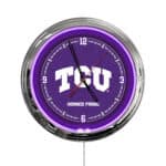 Texas Christian University 16-Inch LED Wall Clock in Chrome