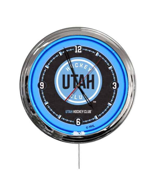 Utah Hockey Club 16-Inch LED Wall Clock in Chrome