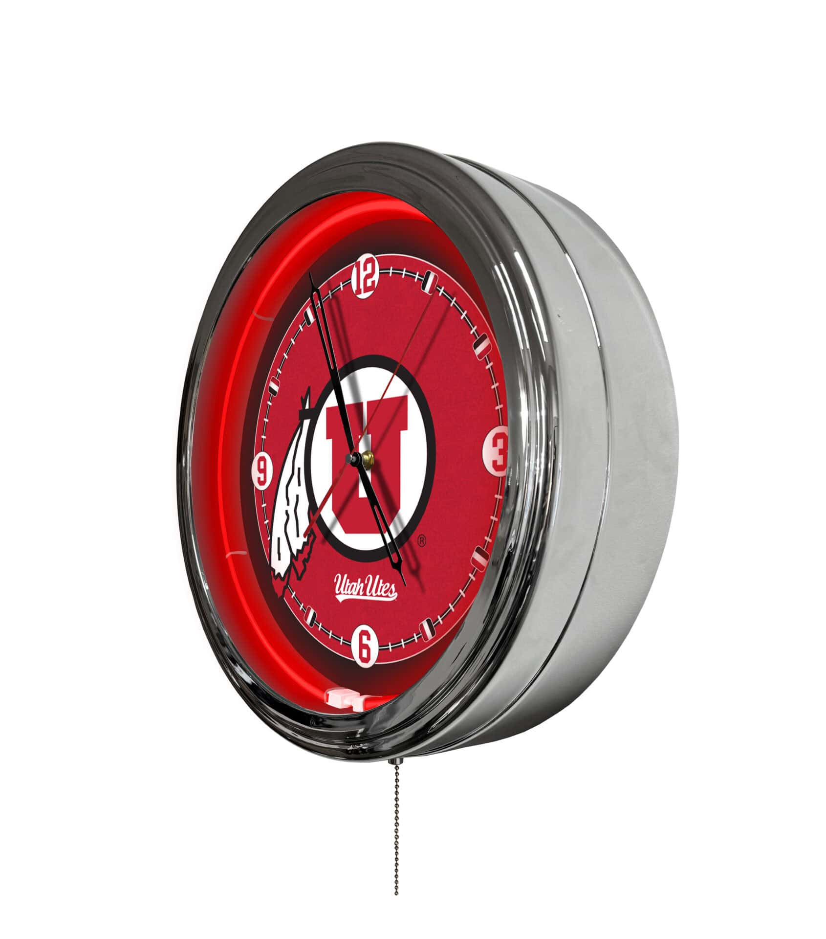 University of Utah 16-Inch LED Wall Clock in Chrome 2 University of Utah 16-Inch LED Wall Clock in Chrome - Image 2