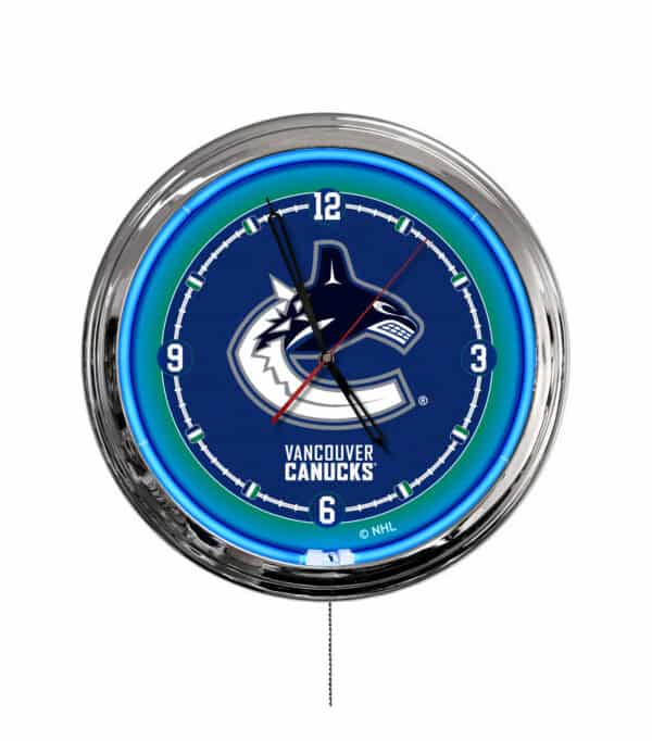 Vancouver Canucks 16-Inch LED Wall Clock in Chrome
