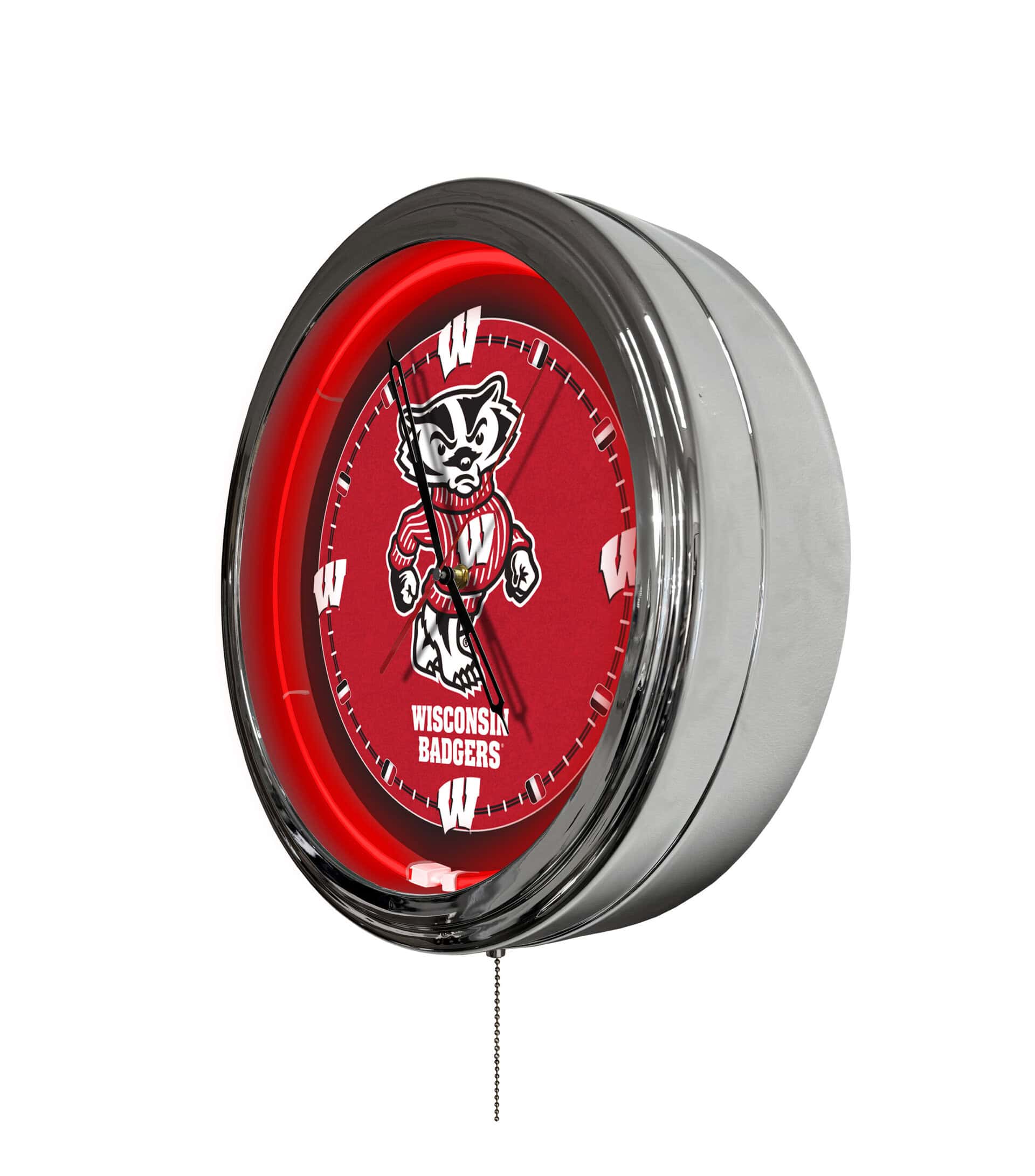 University of Wisconsin (Badger) 16-Inch LED Wall Clock in Chrome 4 University of Wisconsin (Badger) 16-Inch LED Wall Clock in Chrome