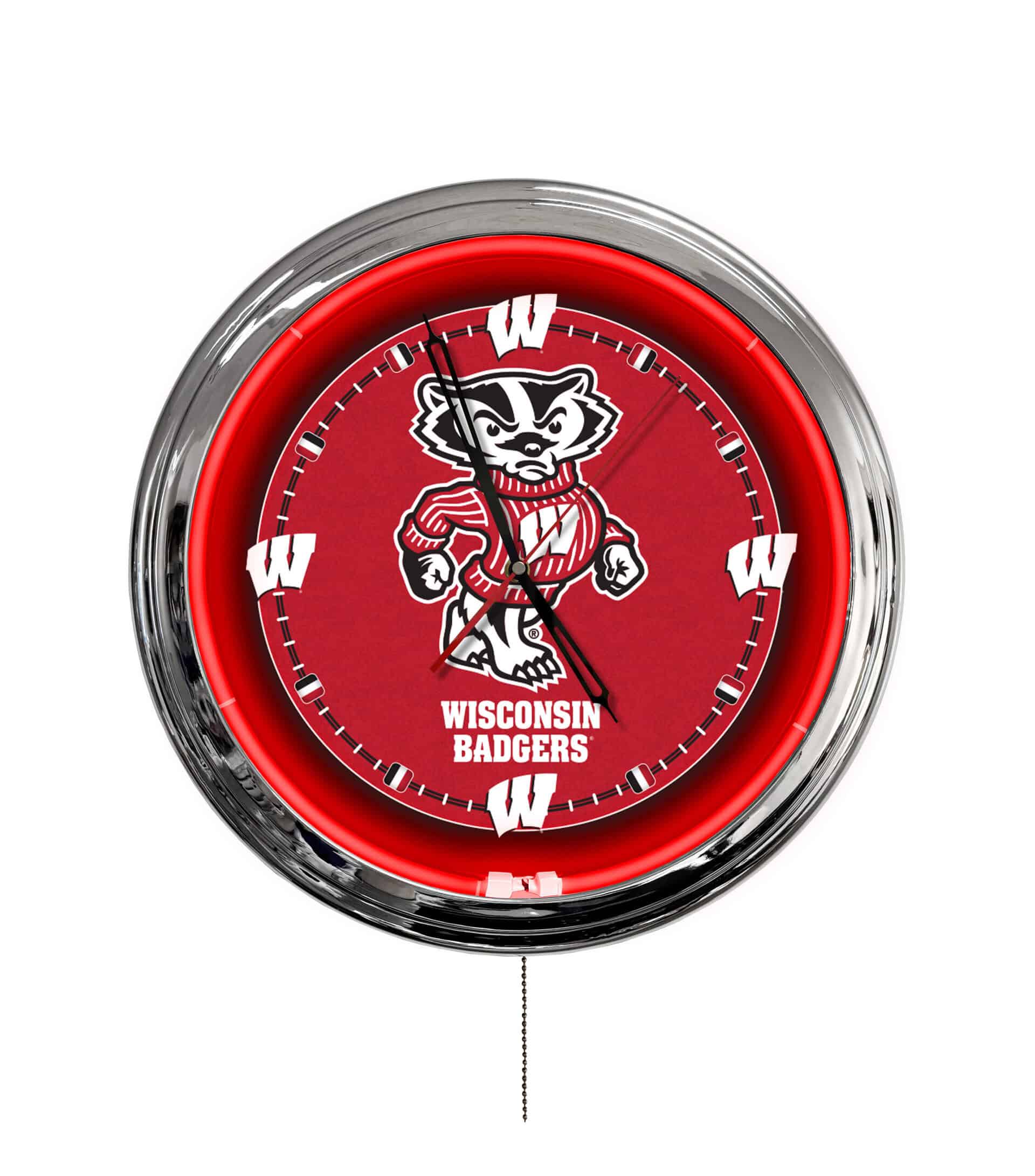 University of Wisconsin (Badger) 16-Inch LED Wall Clock in Chrome 3 University of Wisconsin (Badger) 16-Inch LED Wall Clock in Chrome