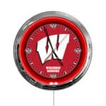 University of Wisconsin (W) 16-Inch LED Wall Clock in Chrome