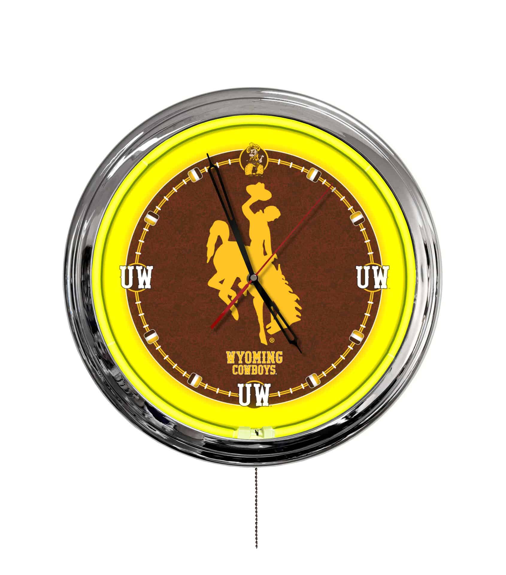 University of Wyoming 16-Inch LED Wall Clock in Chrome 1 University of Wyoming 16-Inch LED Wall Clock in Chrome