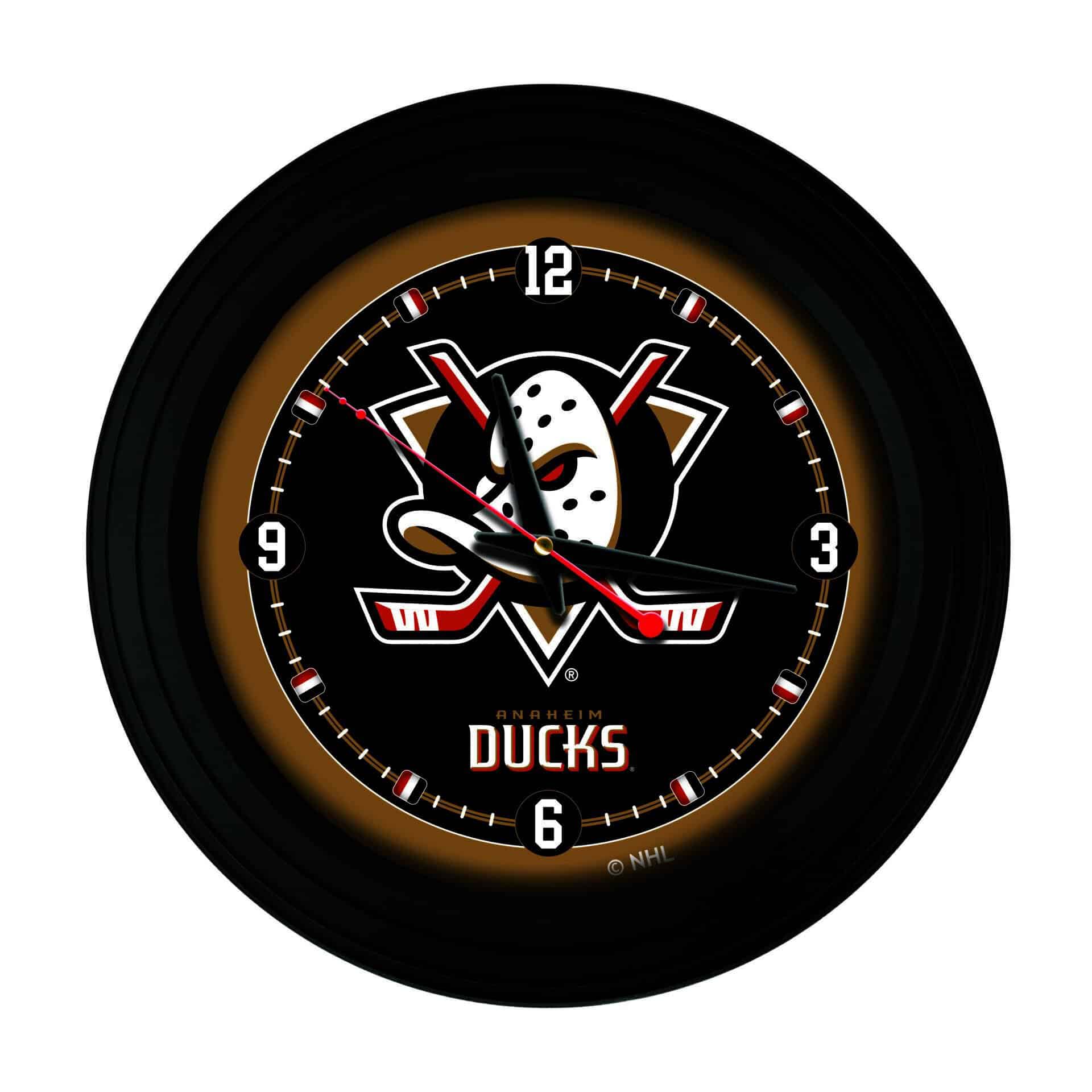 Anaheim Ducks 15-Inch Wall Clock in Black 1 Anaheim Ducks 15-Inch Wall Clock in Black