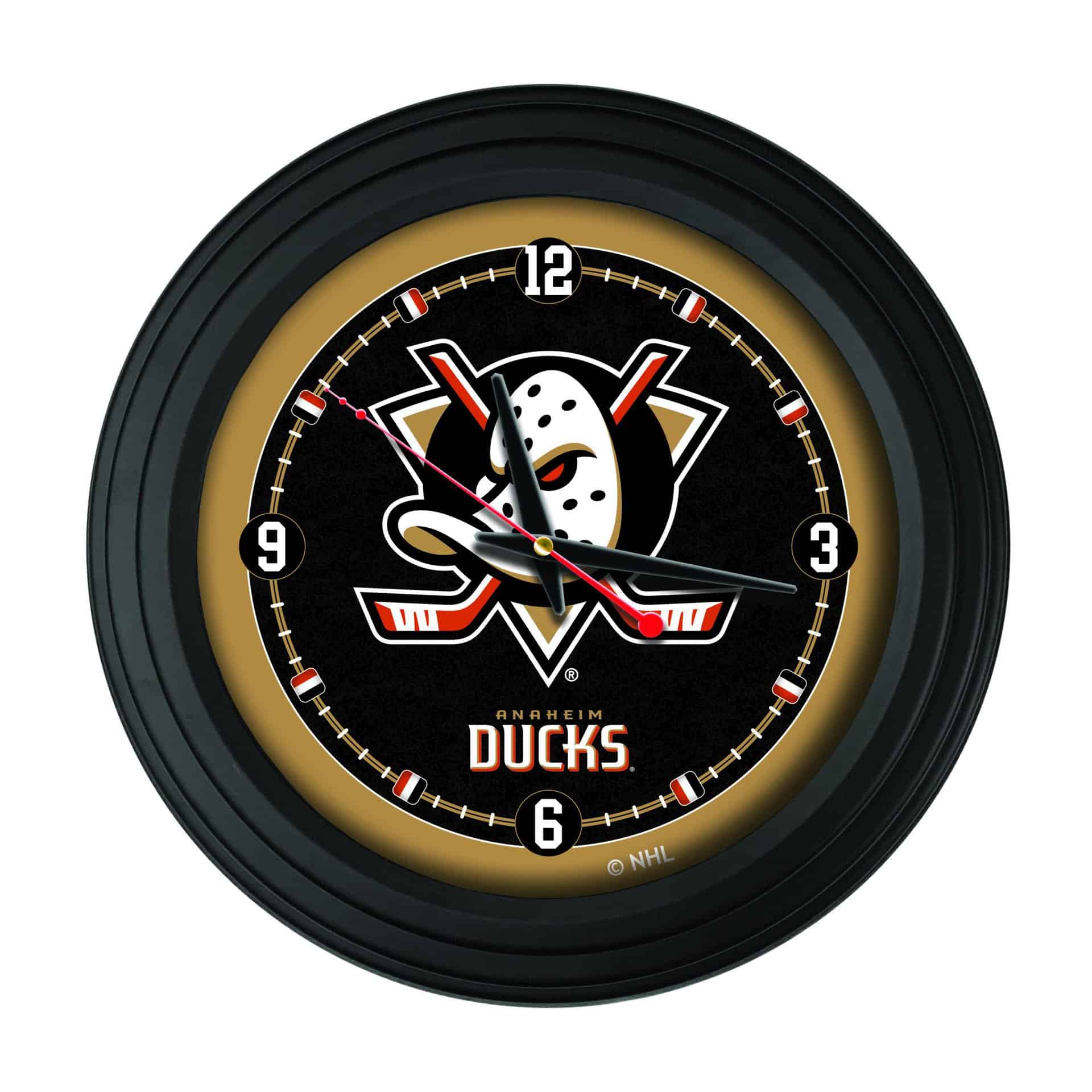 Anaheim Ducks 15-Inch Wall Clock in Black 3 Anaheim Ducks 15-Inch Wall Clock in Black