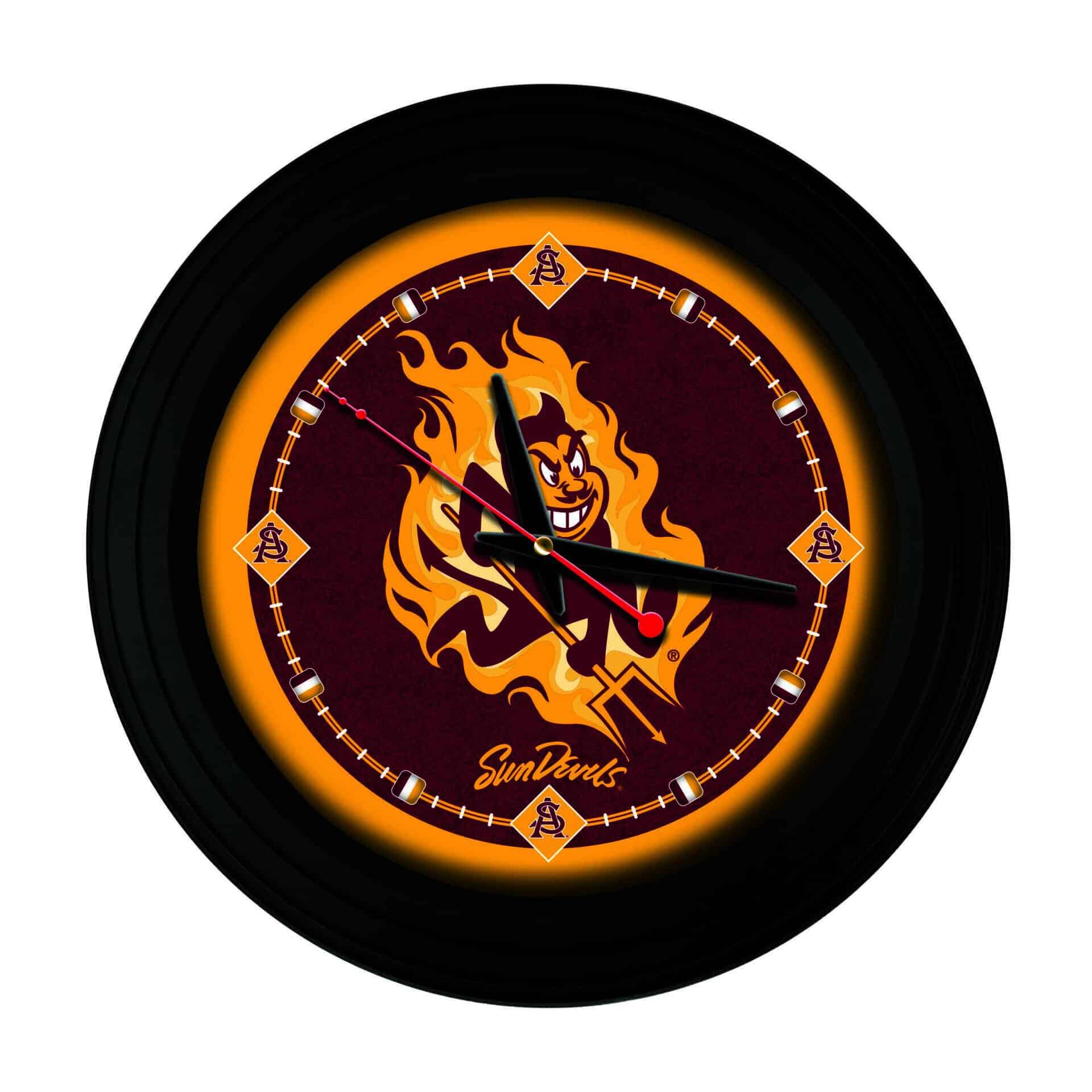 Arizona State University 15-Inch Wall Clock in Black (Sparky) 1 Arizona State University 15-Inch Wall Clock in Black (Sparky)
