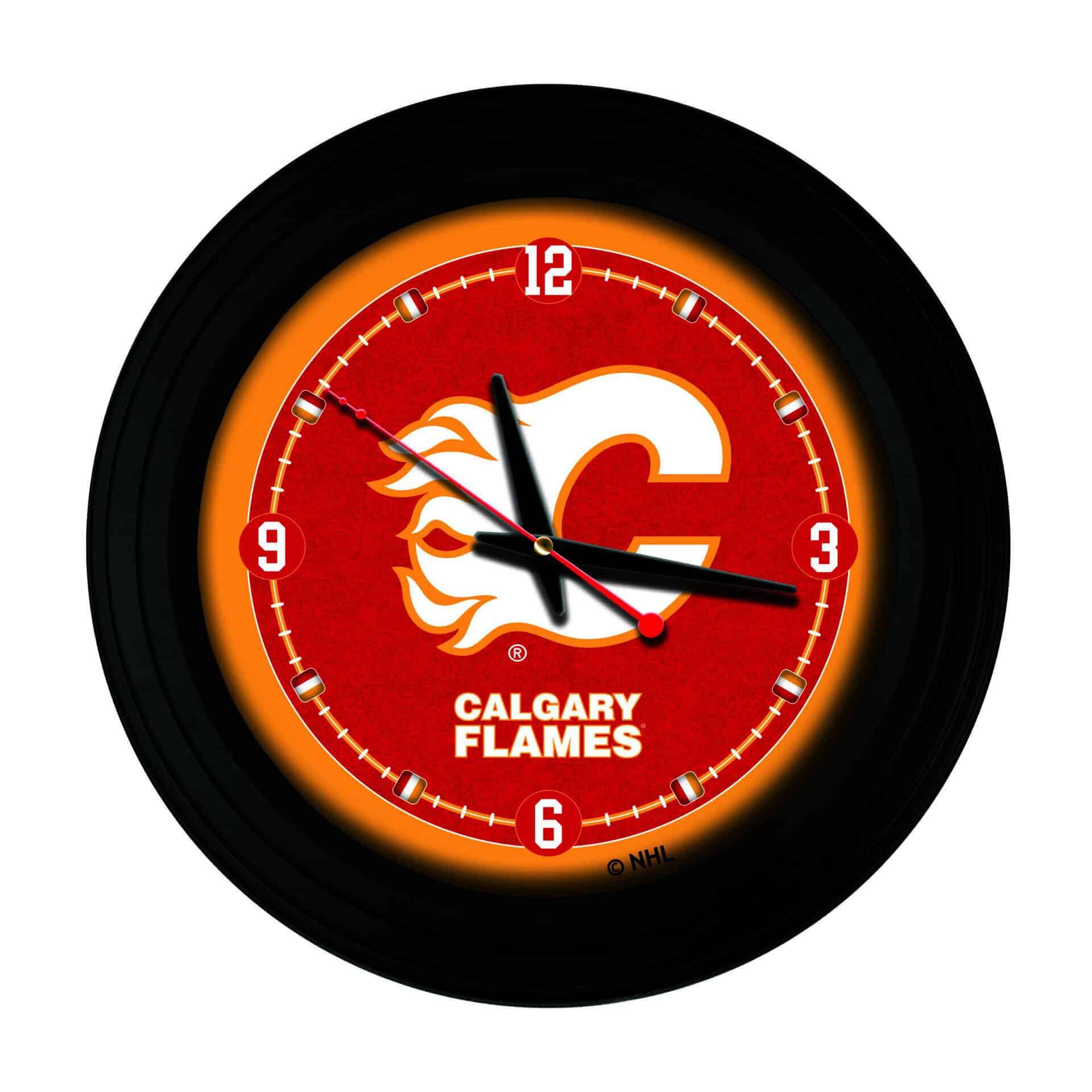 Calgary Flames 15-Inch Wall Clock in Black 1 Calgary Flames 15-Inch Wall Clock in Black
