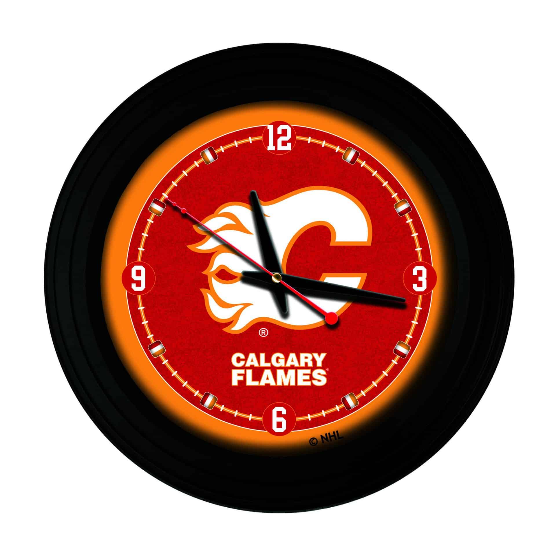 Calgary Flames 15-Inch Wall Clock in Black 3 Calgary Flames 15-Inch Wall Clock in Black