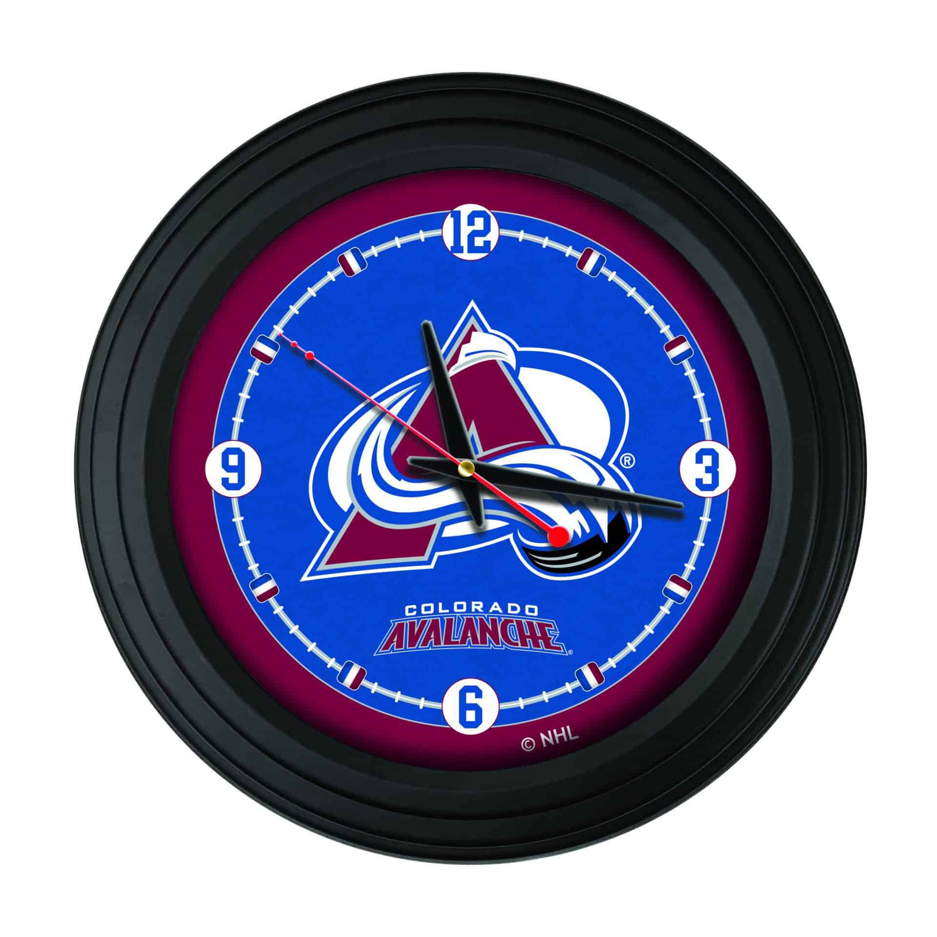 Colorado Avalanche 15-Inch Wall Clock in Black 1 Colorado Avalanche 15-Inch Wall Clock in Black