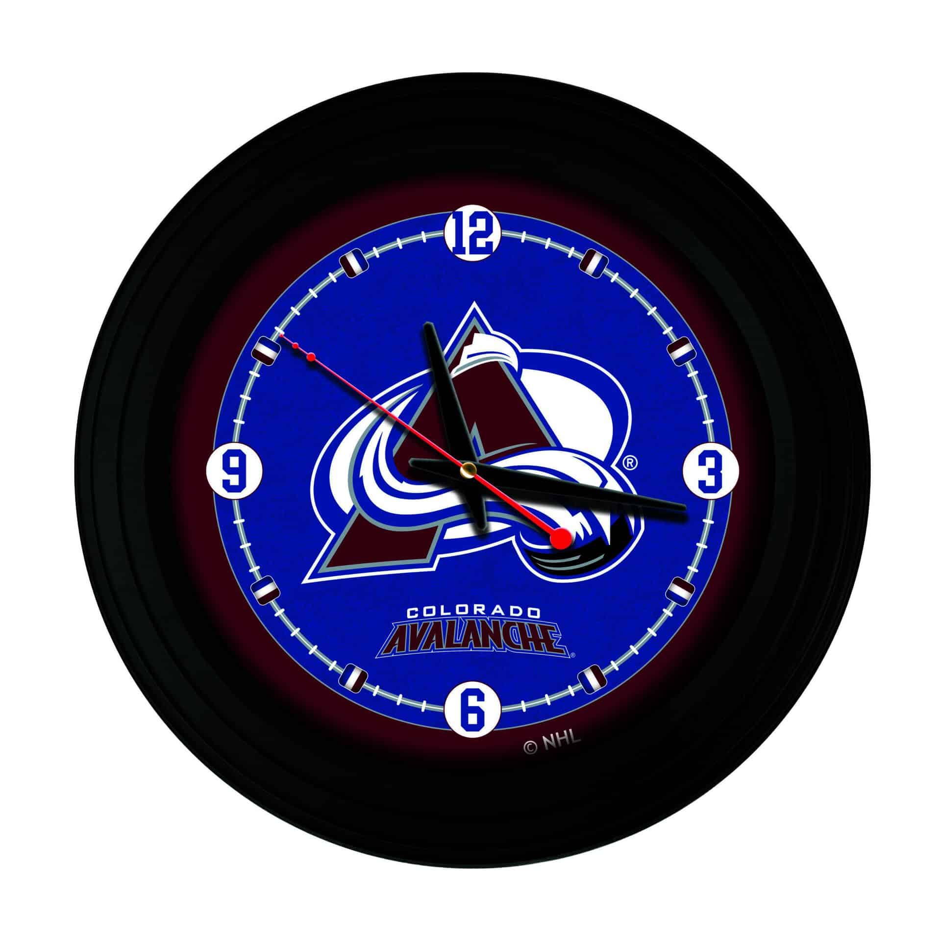 Colorado Avalanche 15-Inch Wall Clock in Black 3 Colorado Avalanche 15-Inch Wall Clock in Black