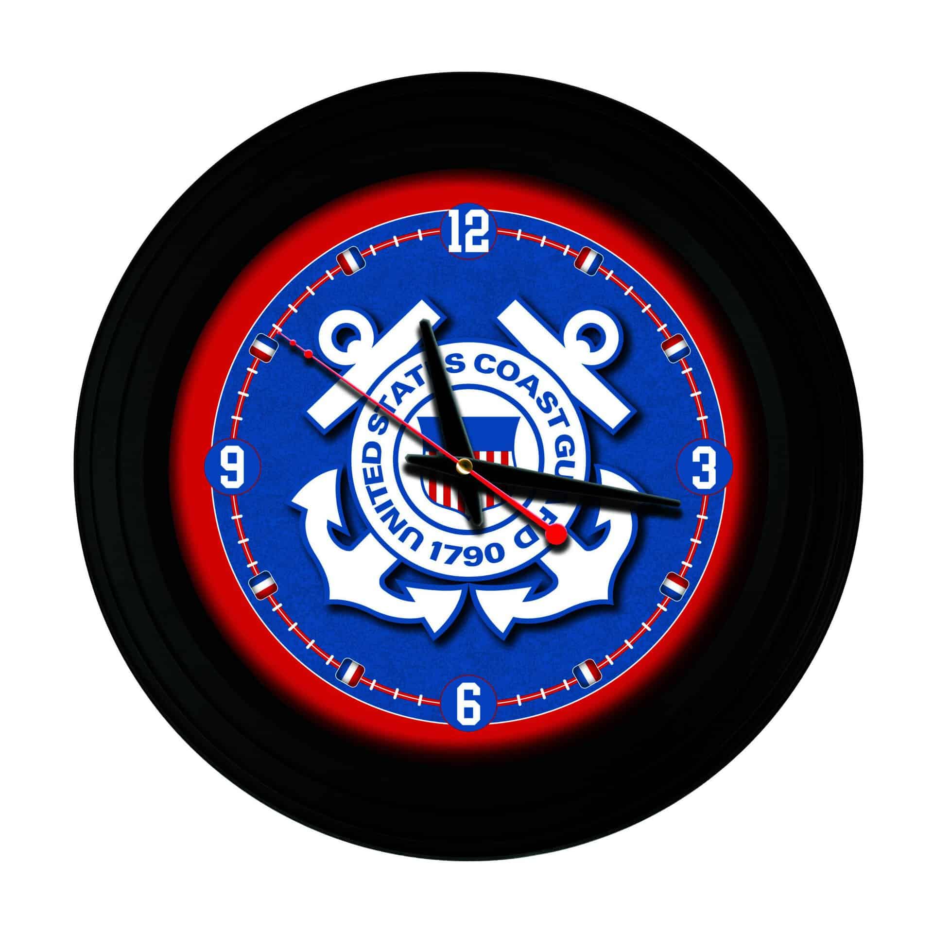 United States Coast Guard 15-Inch Wall Clock in Black 3 United States Coast Guard 15-Inch Wall Clock in Black