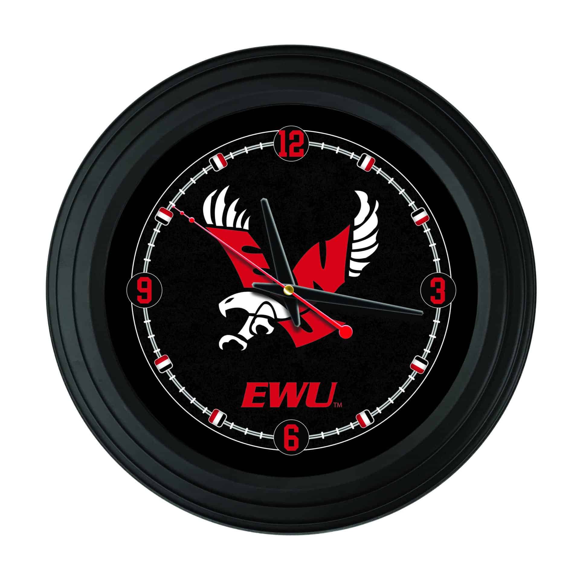 Eastern Washington University 15-Inch Wall Clock in Black 1 Eastern Washington University 15-Inch Wall Clock in Black