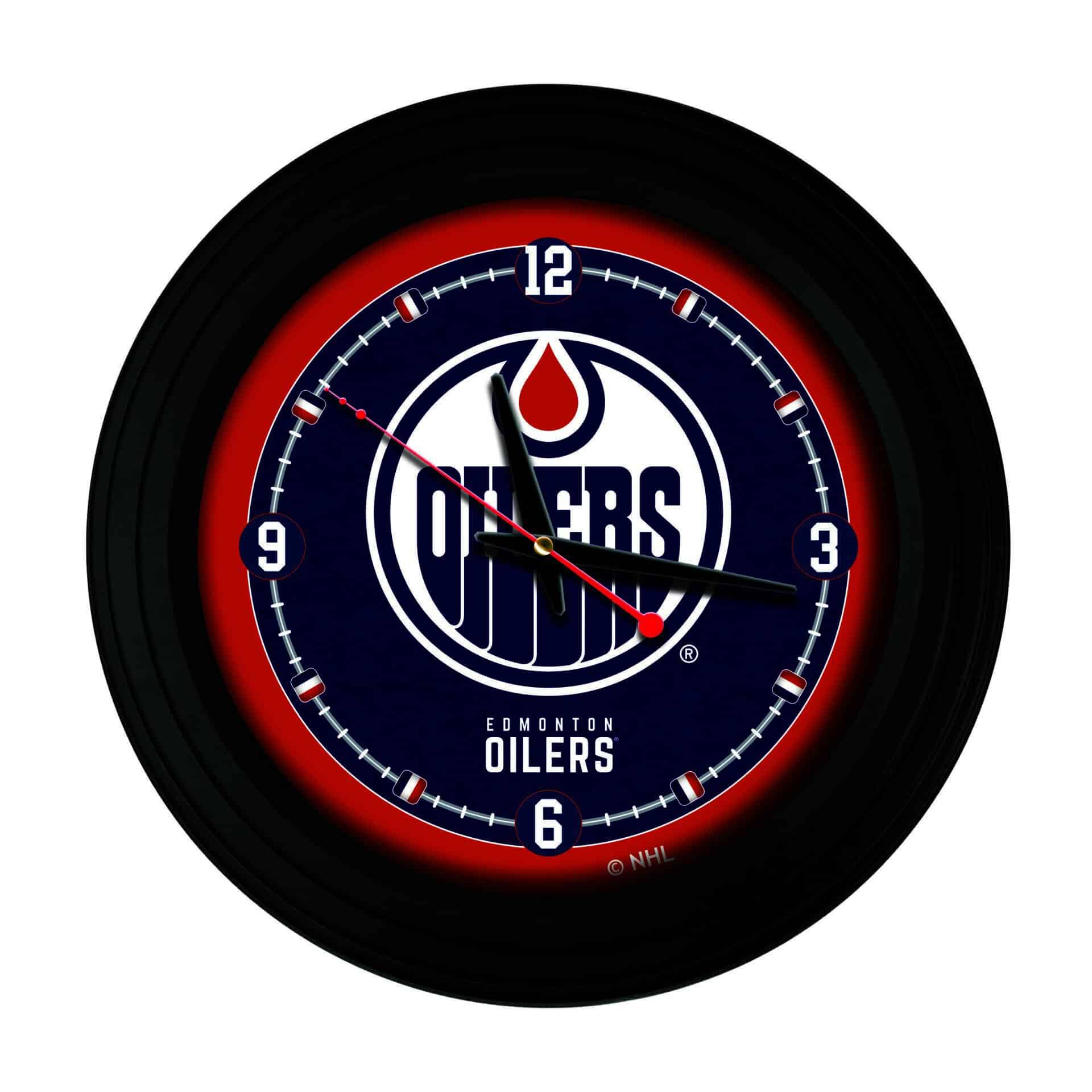 Edmonton Oilers 15-Inch Wall Clock in Black 1 Edmonton Oilers 15-Inch Wall Clock in Black