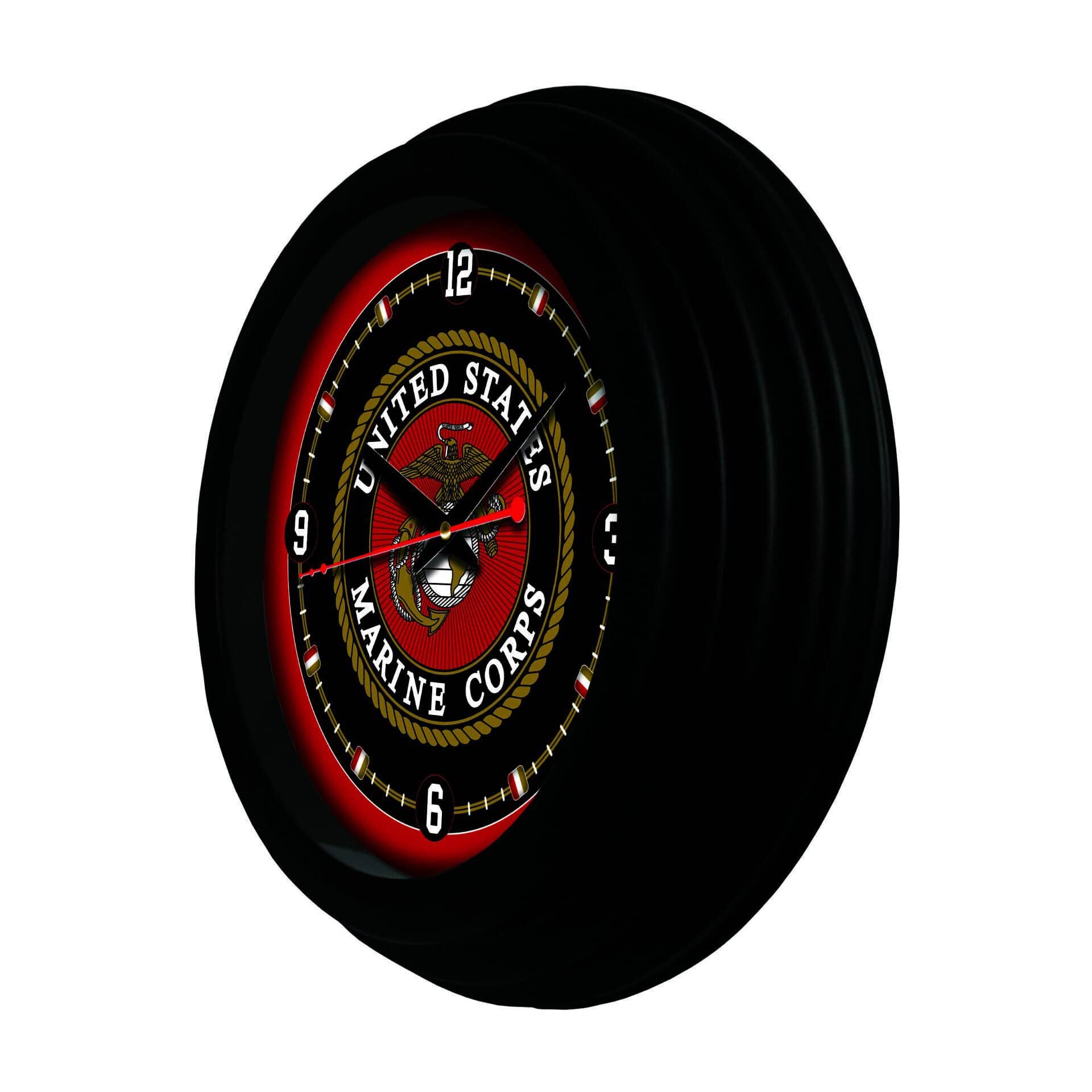 United States Marine Corps 15-Inch Wall Clock in Black 2 United States Marine Corps 15-Inch Wall Clock in Black - Image 2