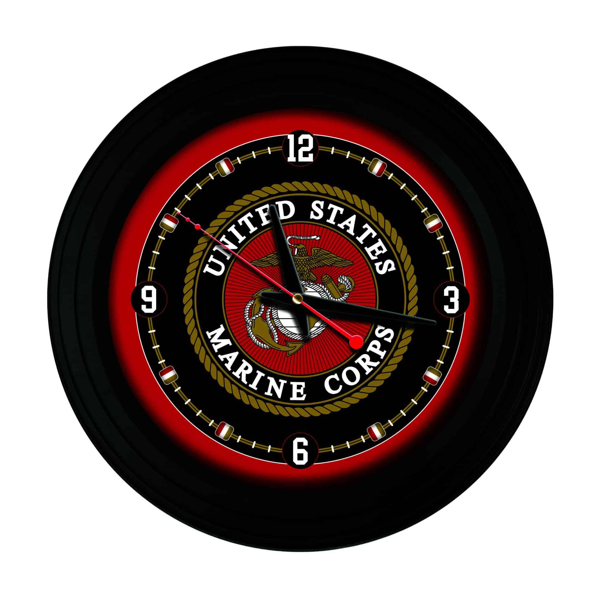United States Marine Corps 15-Inch Wall Clock in Black 3 United States Marine Corps 15-Inch Wall Clock in Black