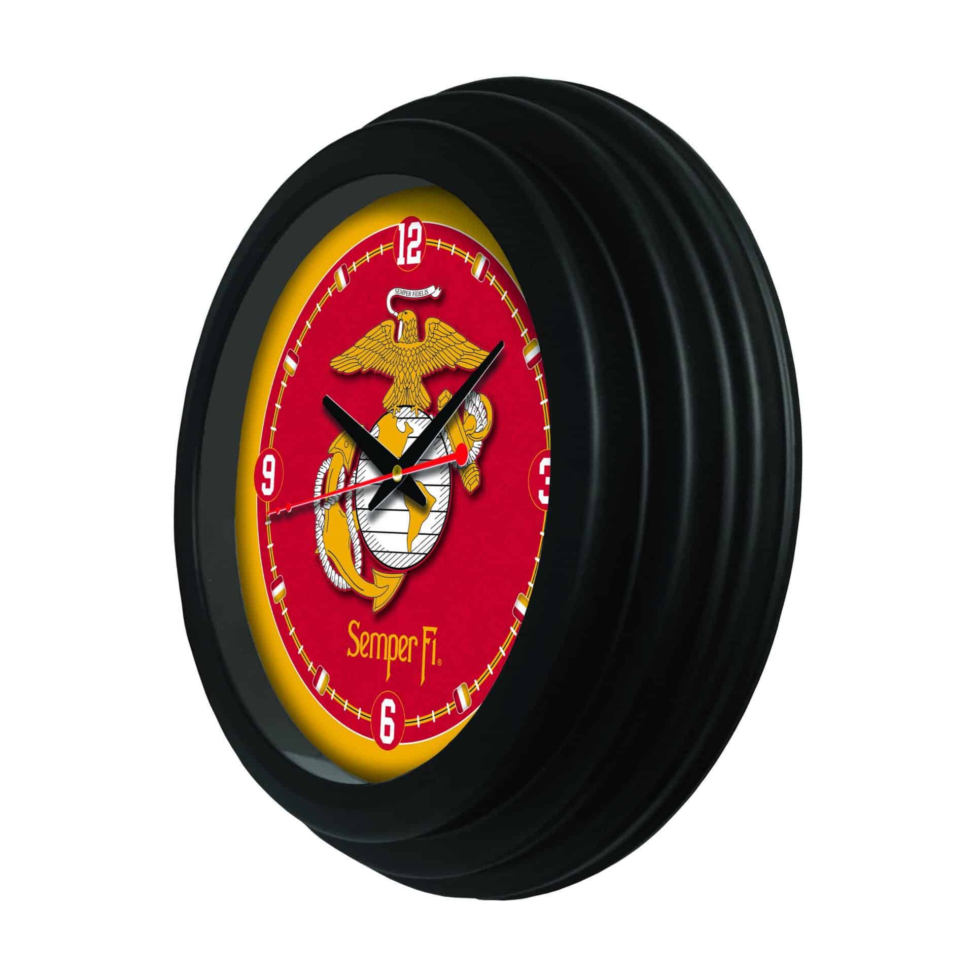 United States Marine Corps (Red/Yellow) 15-Inch Wall Clock in Black 2 United States Marine Corps (Red/Yellow) 15-Inch Wall Clock in Black - Image 2