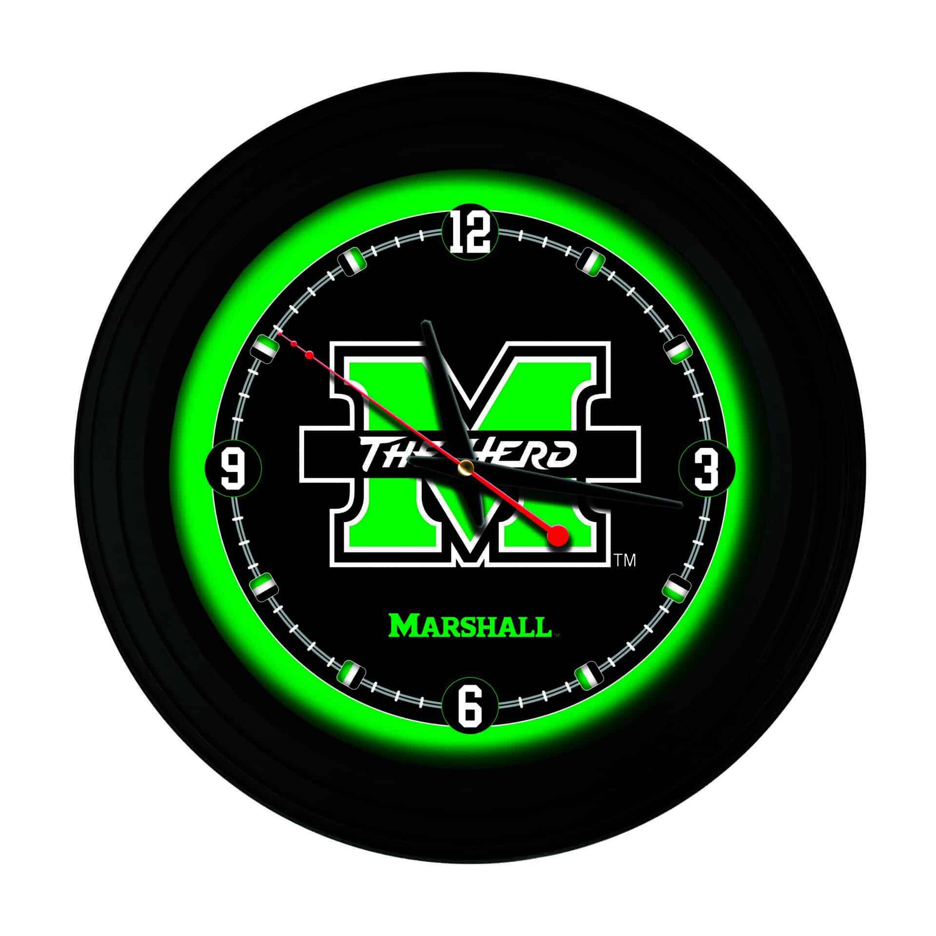 Marshall University 15-Inch Wall Clock in Black 1 Marshall University 15-Inch Wall Clock in Black