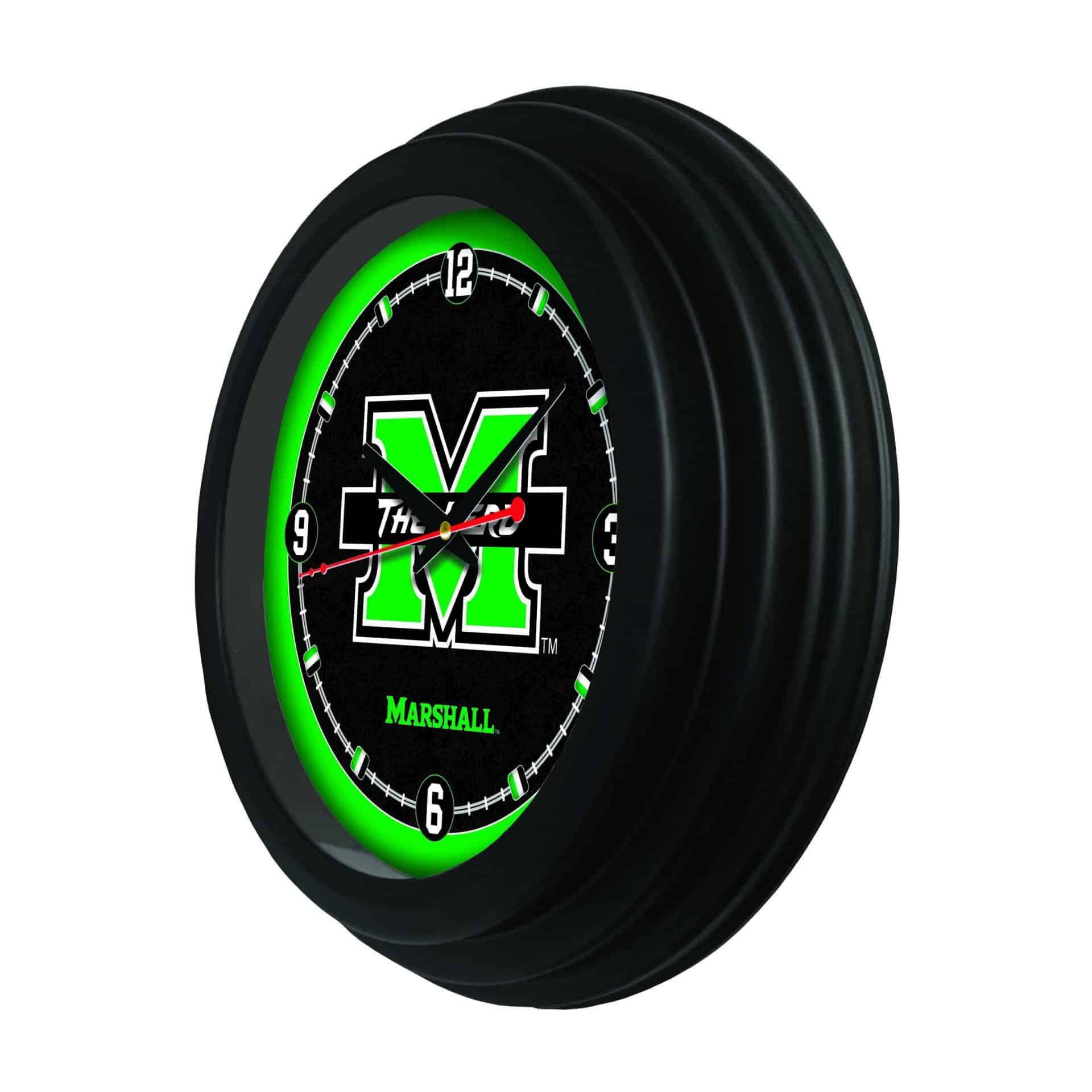 Marshall University 15-Inch Wall Clock in Black 2 Marshall University 15-Inch Wall Clock in Black - Image 2