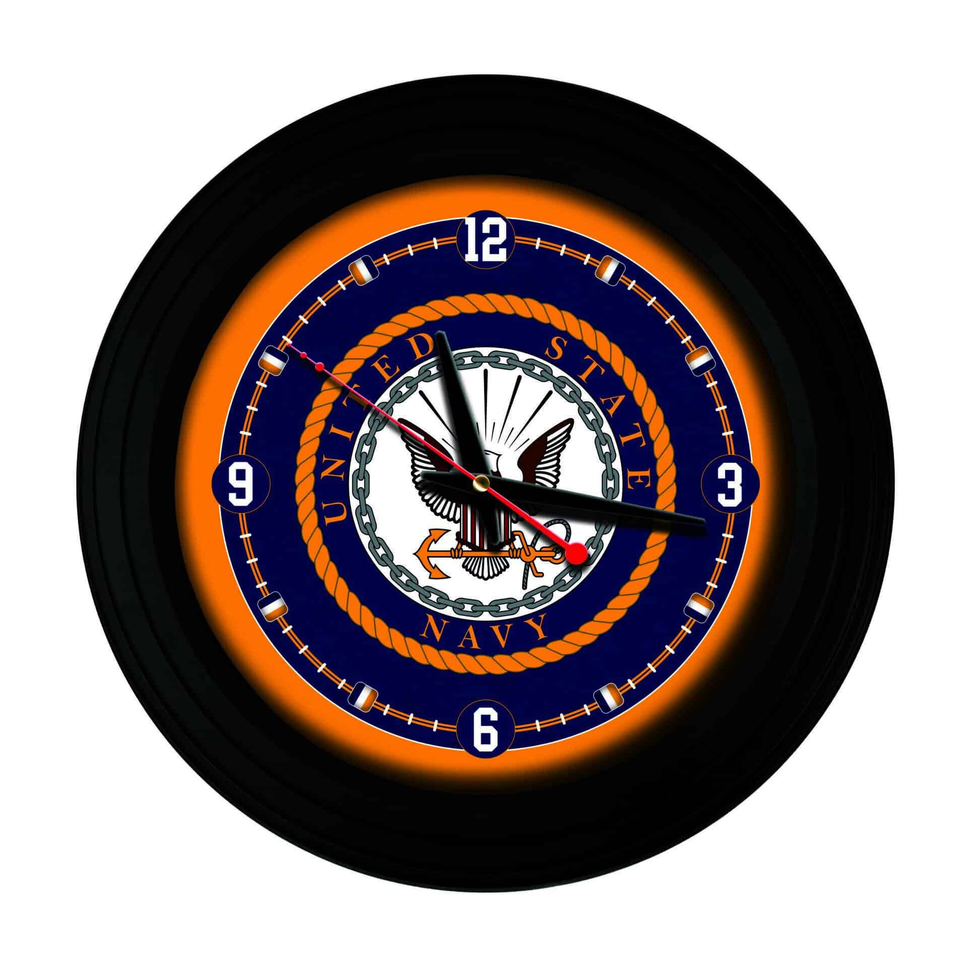 United States Navy 15-Inch Wall Clock in Black 1 United States Navy 15-Inch Wall Clock in Black