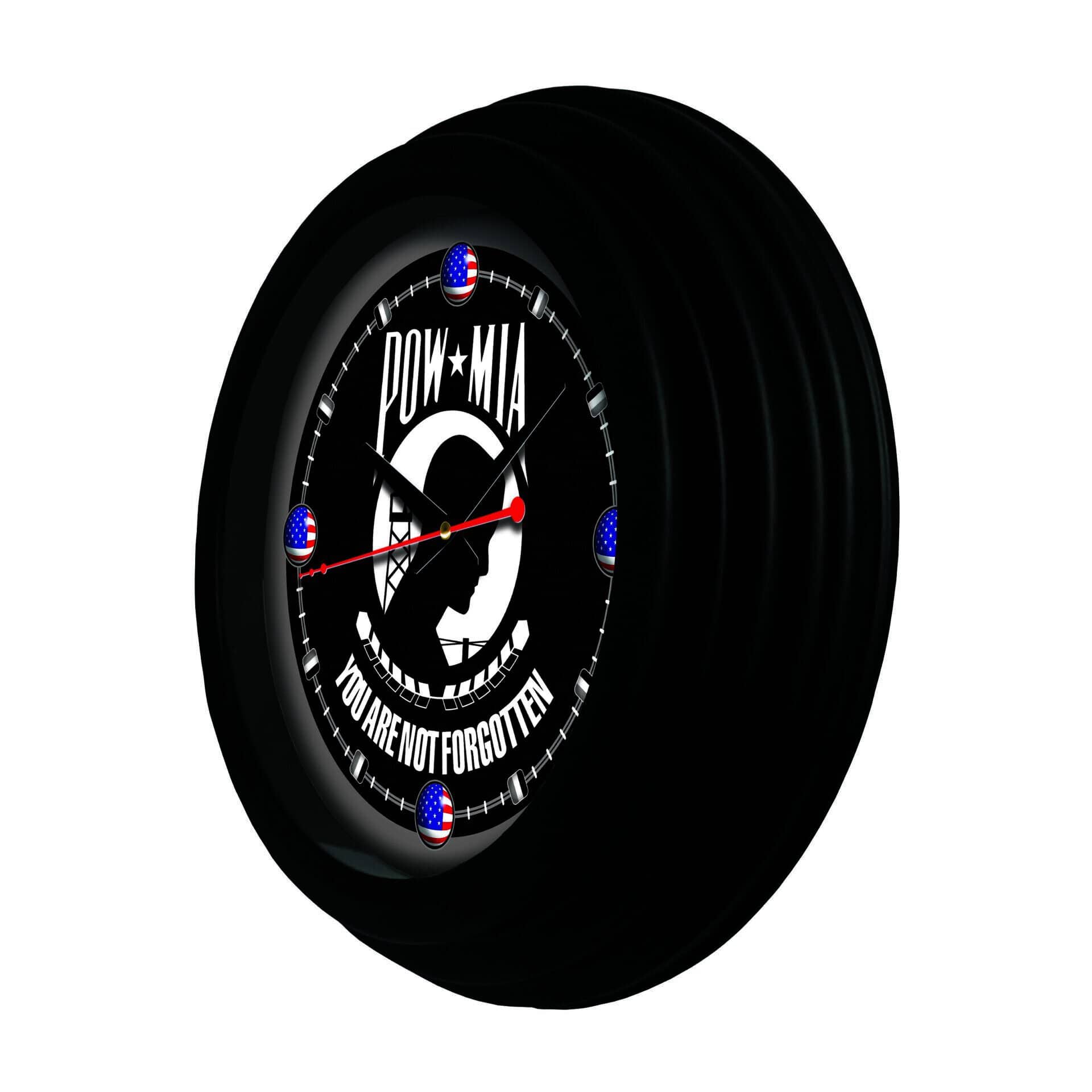 POW/MIA 15-Inch Wall Clock in Black 2 POW/MIA 15-Inch Wall Clock in Black - Image 2
