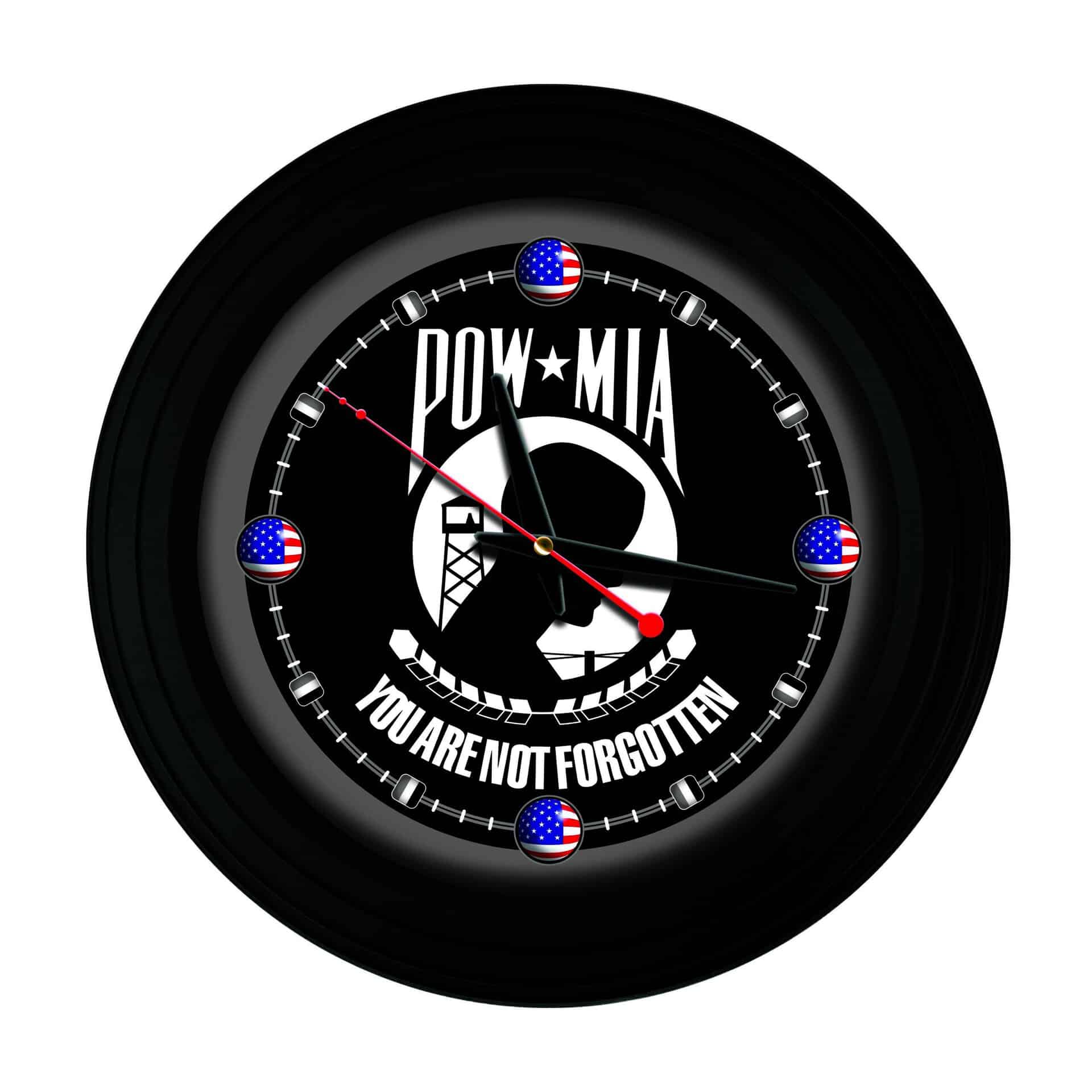 POW/MIA 15-Inch Wall Clock in Black 3 POW/MIA 15-Inch Wall Clock in Black