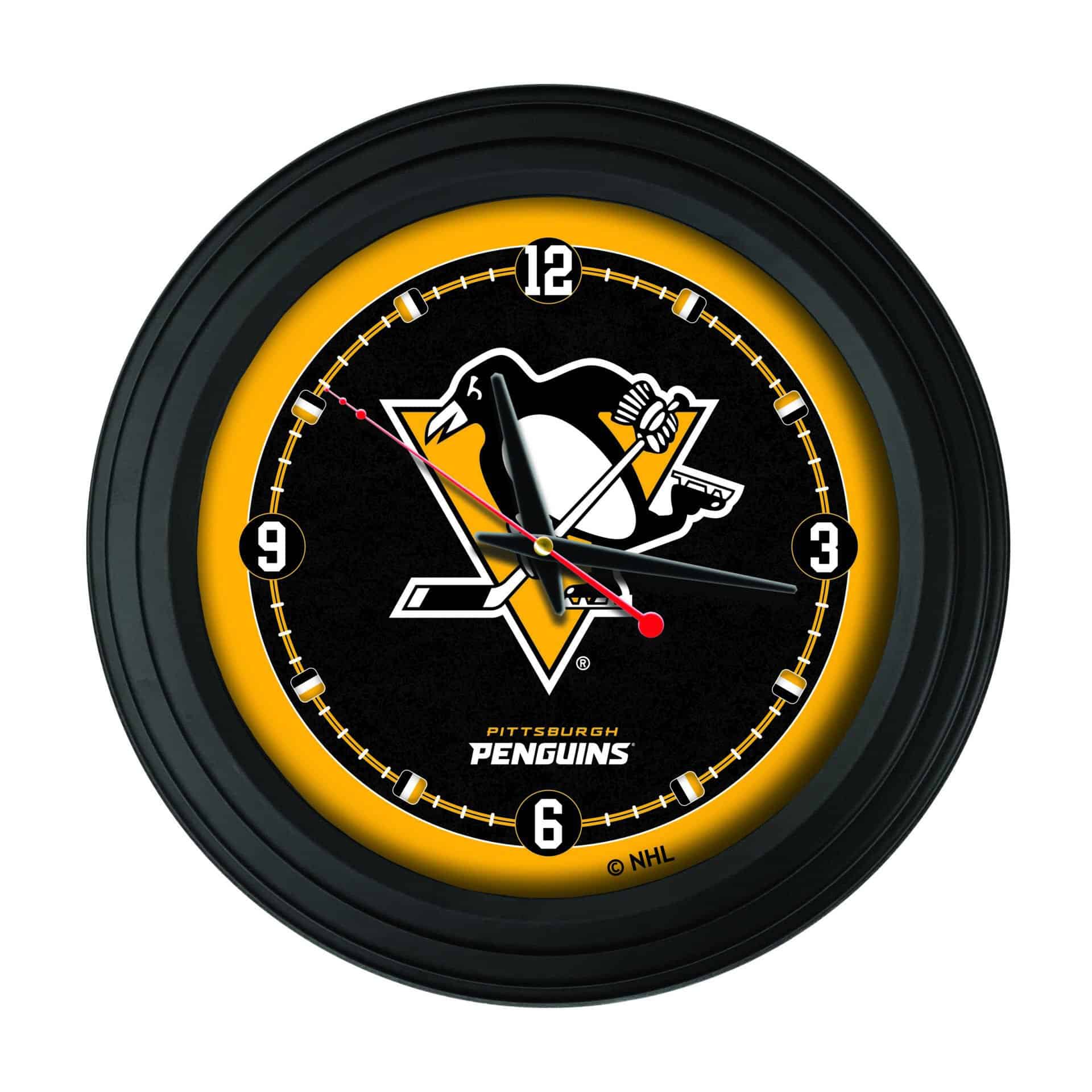 Pittsburgh Penguins 15-Inch Wall Clock in Black 1 Pittsburgh Penguins 15-Inch Wall Clock in Black