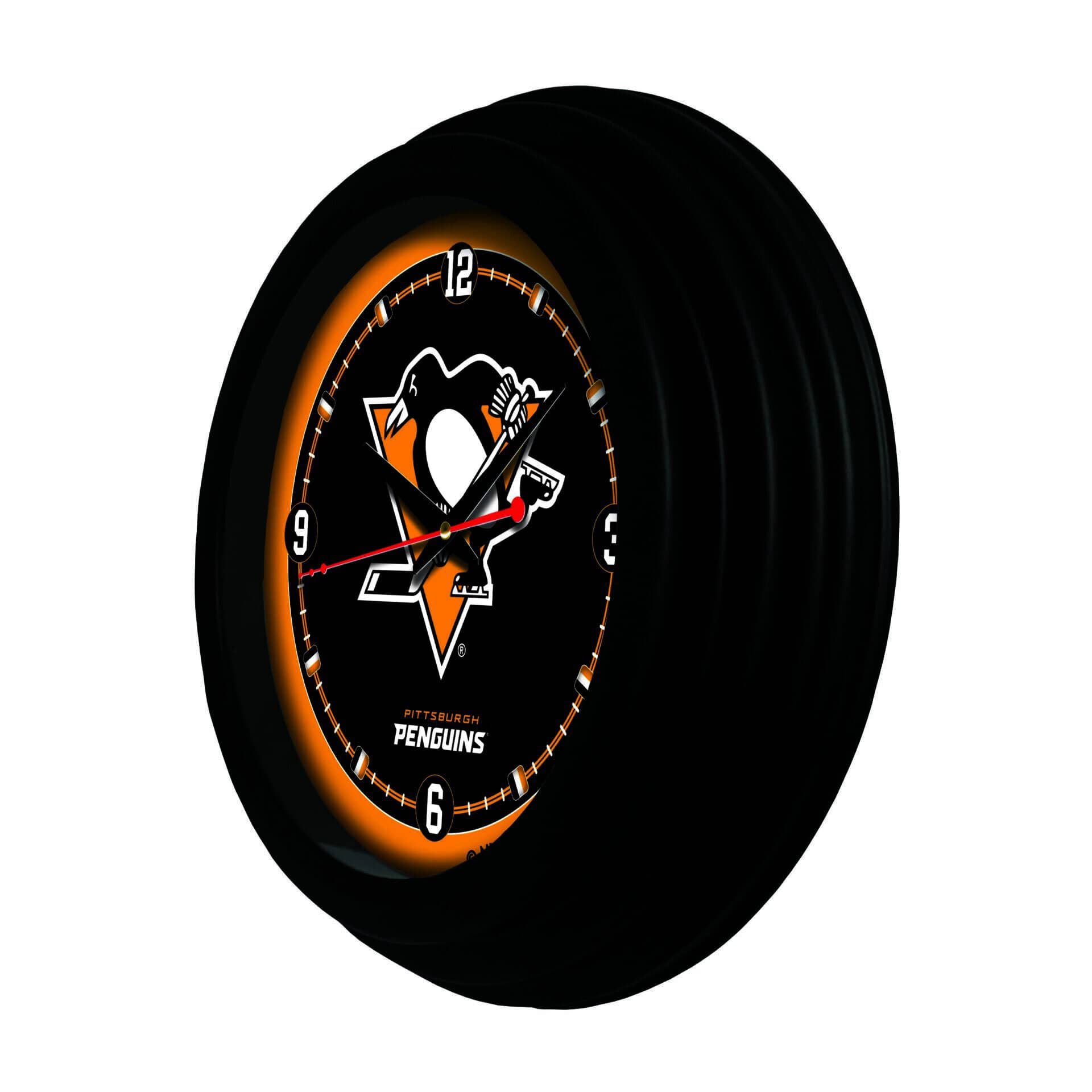 Pittsburgh Penguins 15-Inch Wall Clock in Black 2 Pittsburgh Penguins 15-Inch Wall Clock in Black - Image 2