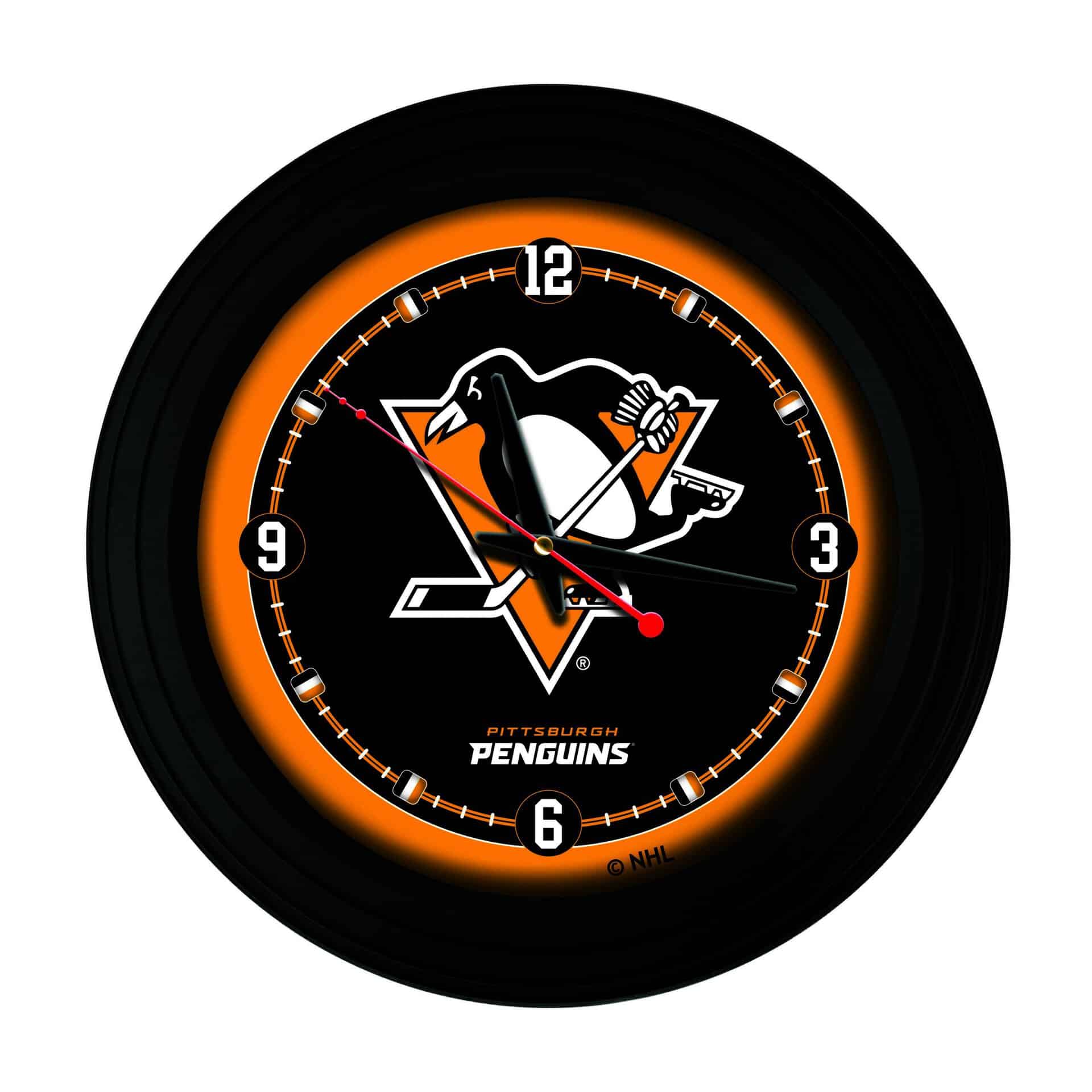 Pittsburgh Penguins 15-Inch Wall Clock in Black 3 Pittsburgh Penguins 15-Inch Wall Clock in Black