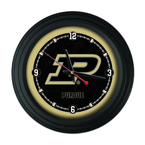 Purdue 15-Inch Wall Clock in Black - Cave Supplies