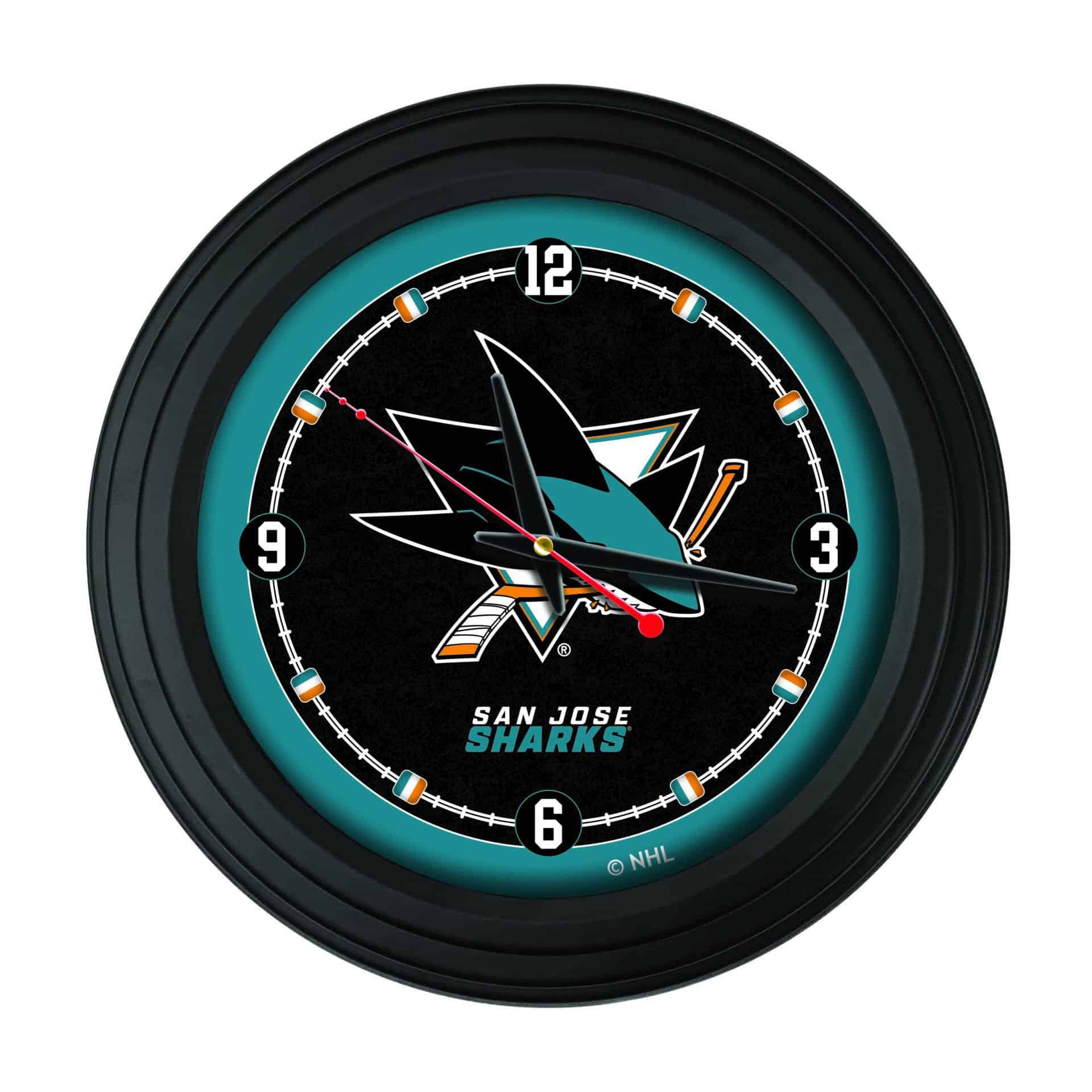 San Jose Sharks 15-Inch Wall Clock in Black 1 San Jose Sharks 15-Inch Wall Clock in Black