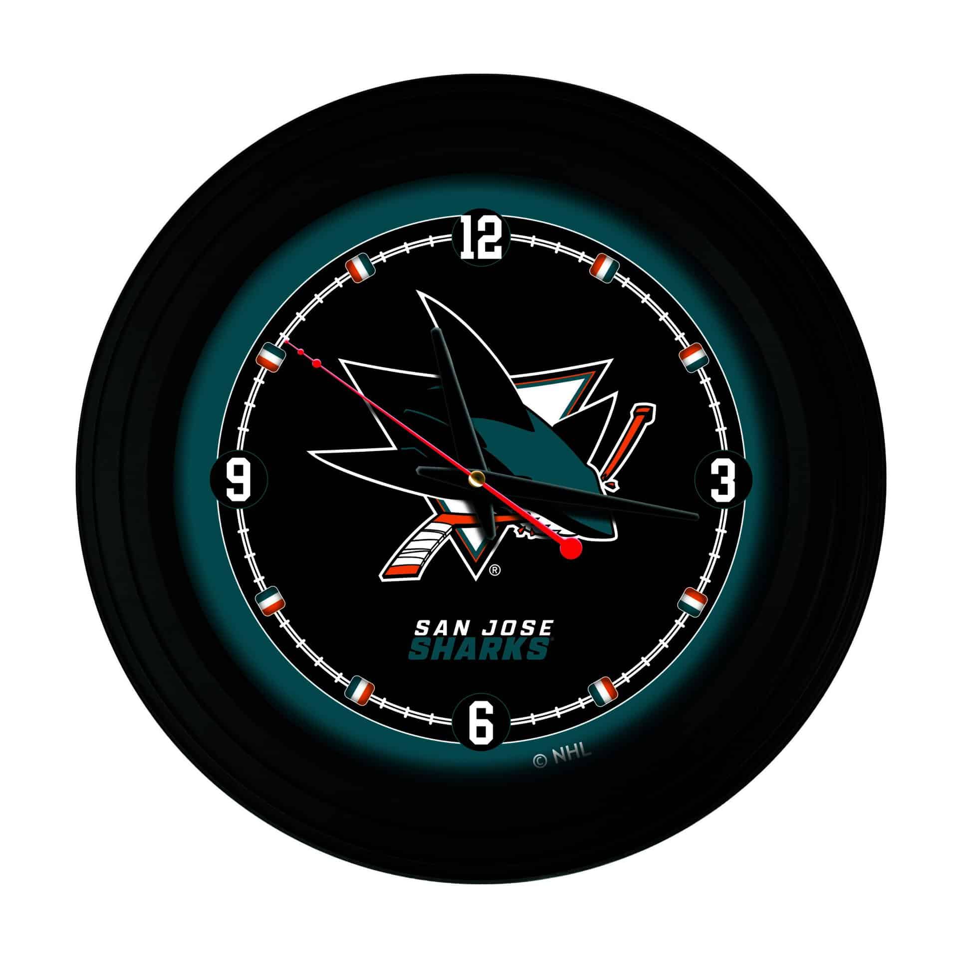 San Jose Sharks 15-Inch Wall Clock in Black 3 San Jose Sharks 15-Inch Wall Clock in Black
