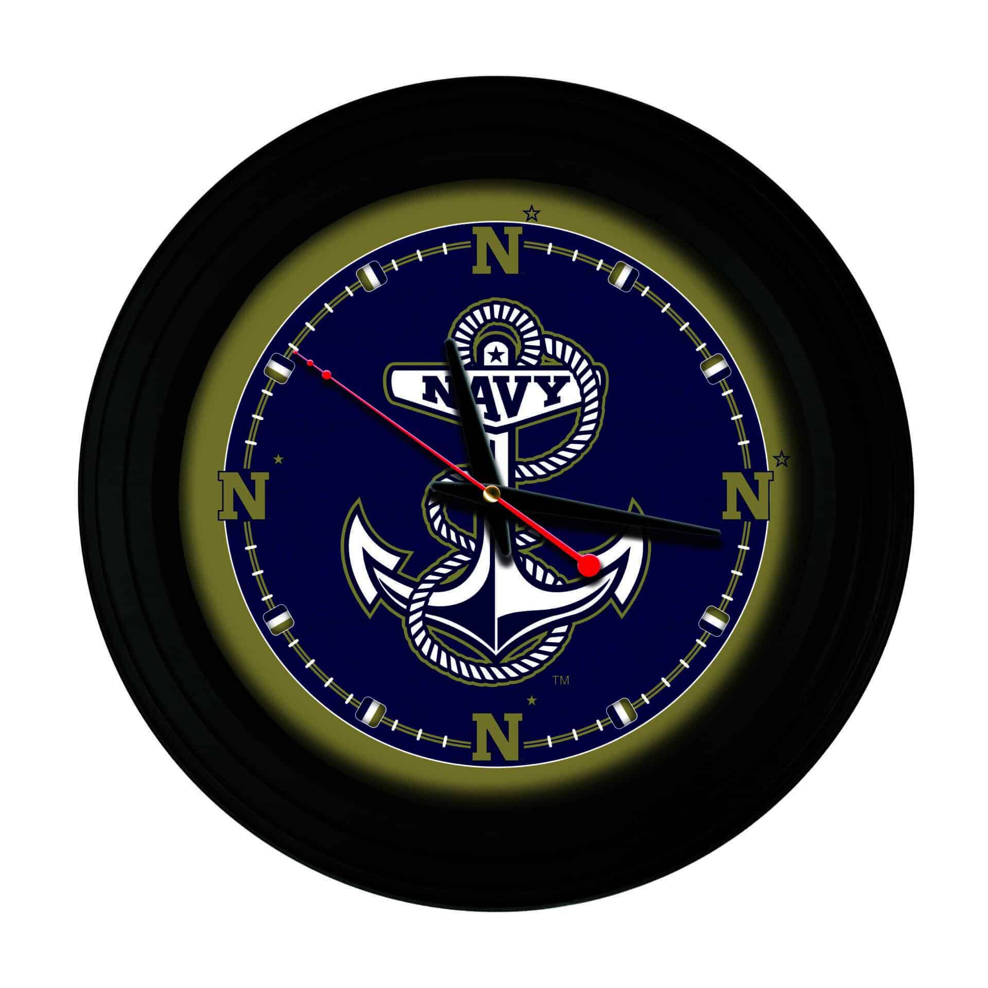 US Naval Academy 15-Inch Wall Clock in Black 1 US Naval Academy 15-Inch Wall Clock in Black