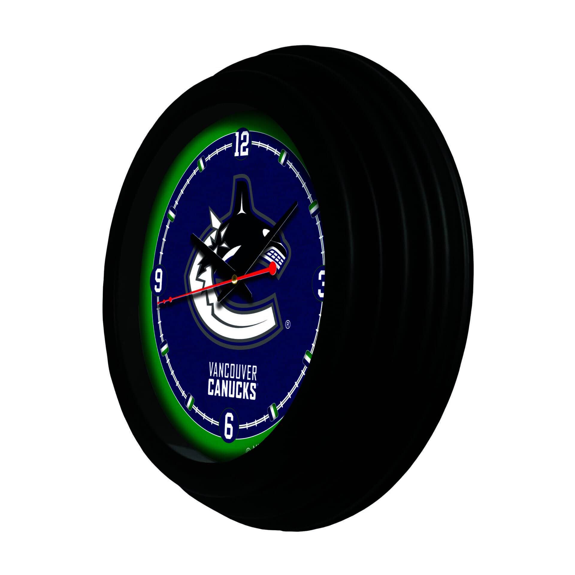 Vancouver Canucks 15-Inch Wall Clock in Black 2 Vancouver Canucks 15-Inch Wall Clock in Black - Image 2