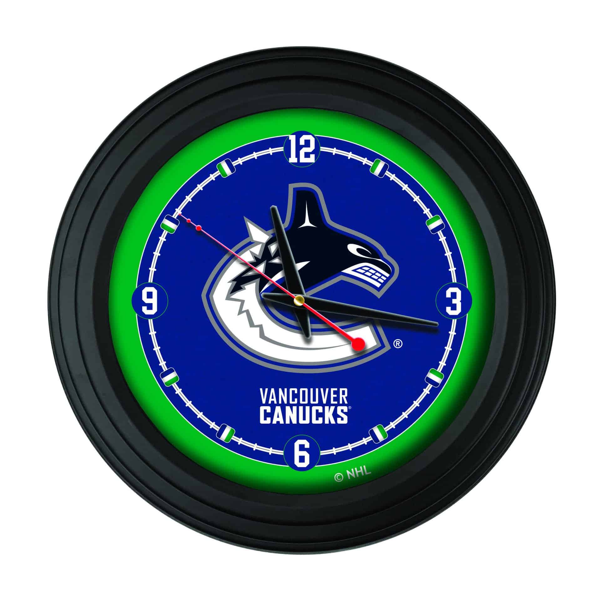 Vancouver Canucks 15-Inch Wall Clock in Black 3 Vancouver Canucks 15-Inch Wall Clock in Black