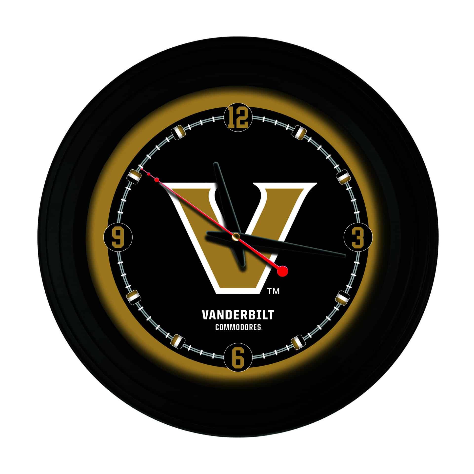 Vanderbilt University 15-Inch Wall Clock in Black 3 Vanderbilt University 15-Inch Wall Clock in Black