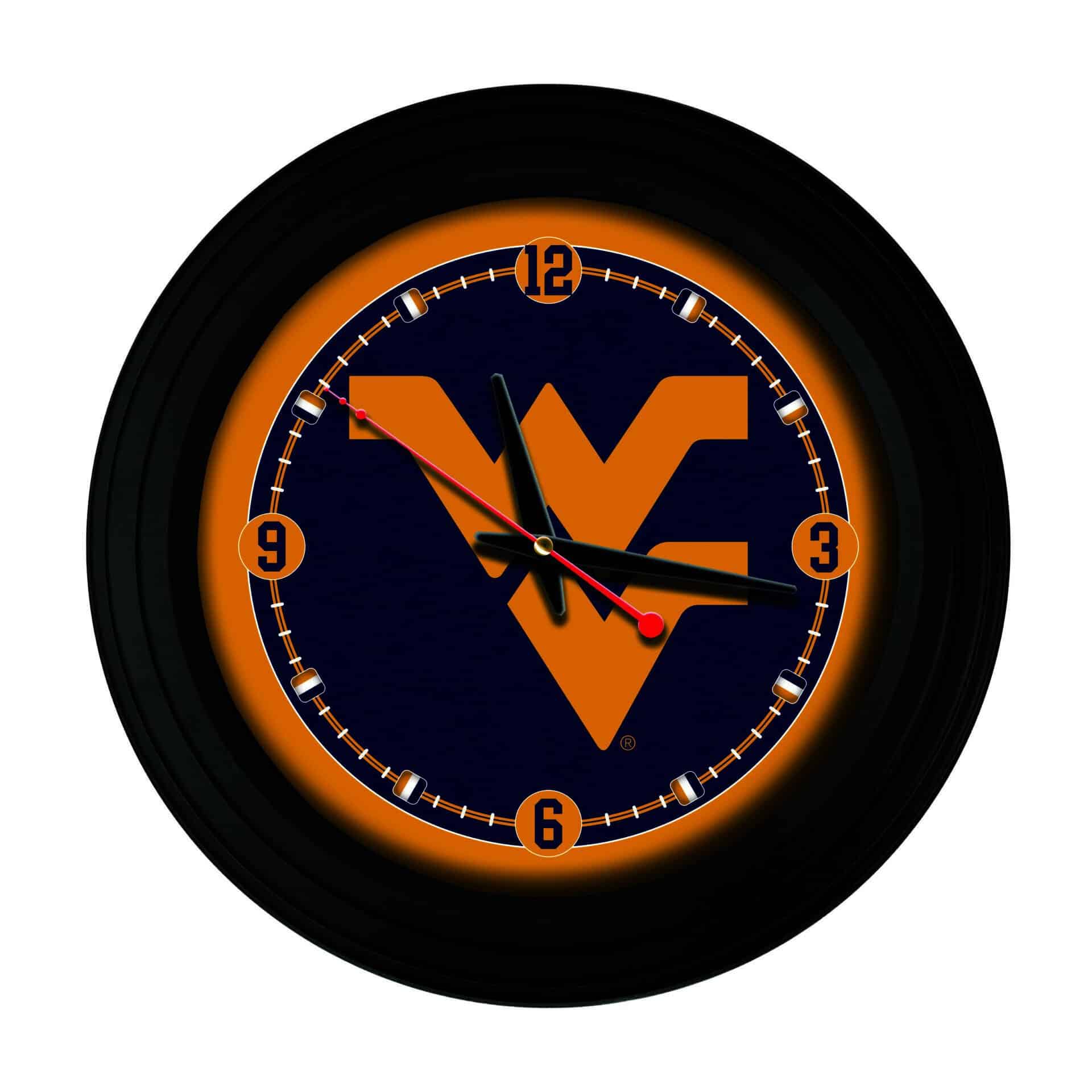 West Virginia University 15-Inch Wall Clock in Black 1 West Virginia University 15-Inch Wall Clock in Black