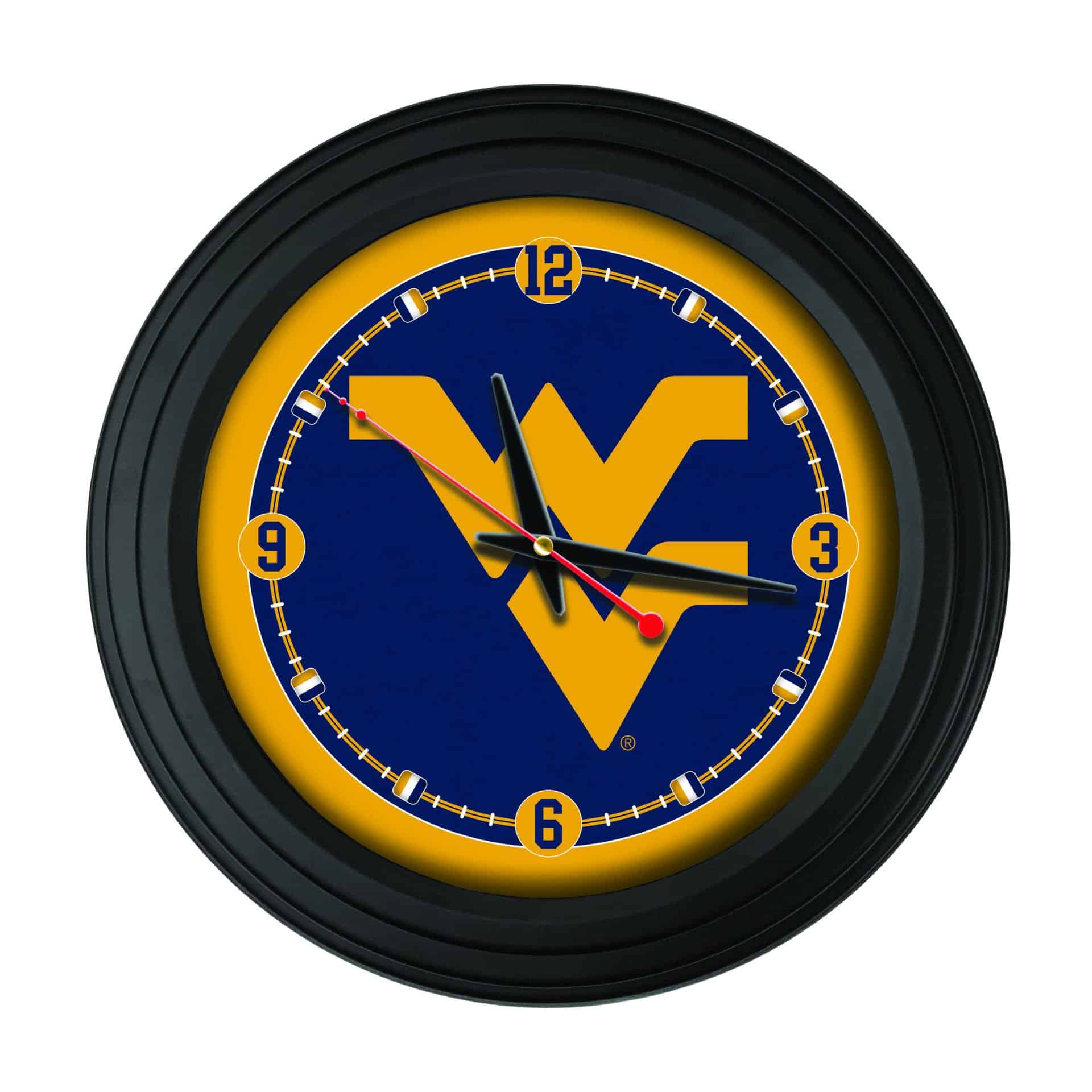 West Virginia University 15-Inch Wall Clock in Black 3 West Virginia University 15-Inch Wall Clock in Black