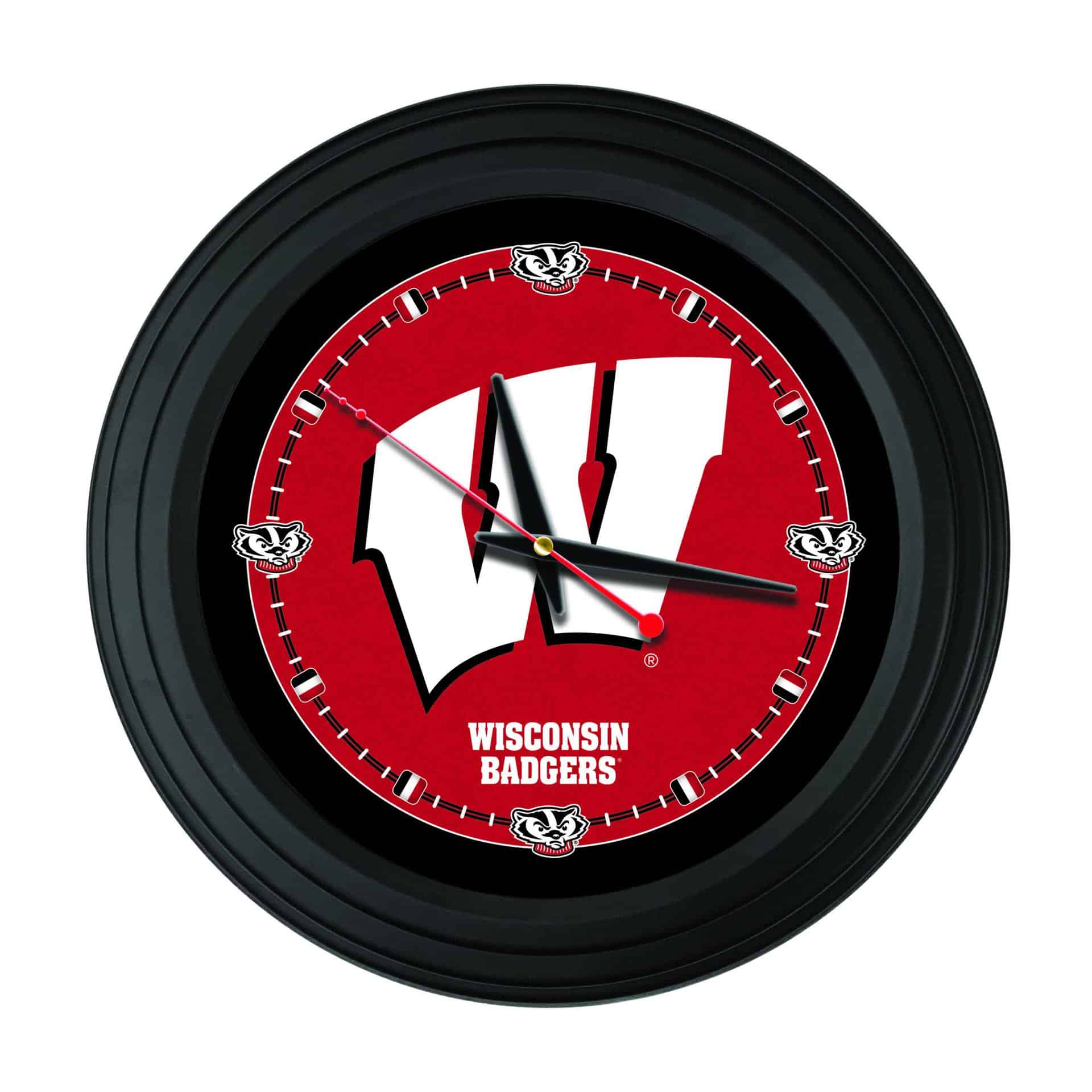University of Wisconsin (W) 15-Inch Wall Clock in Black 3 University of Wisconsin (W) 15-Inch Wall Clock in Black