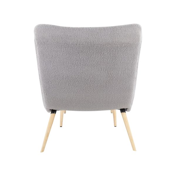 Cloud Contemporary Grey Sherpa Fabric Chair with Ottoman 6