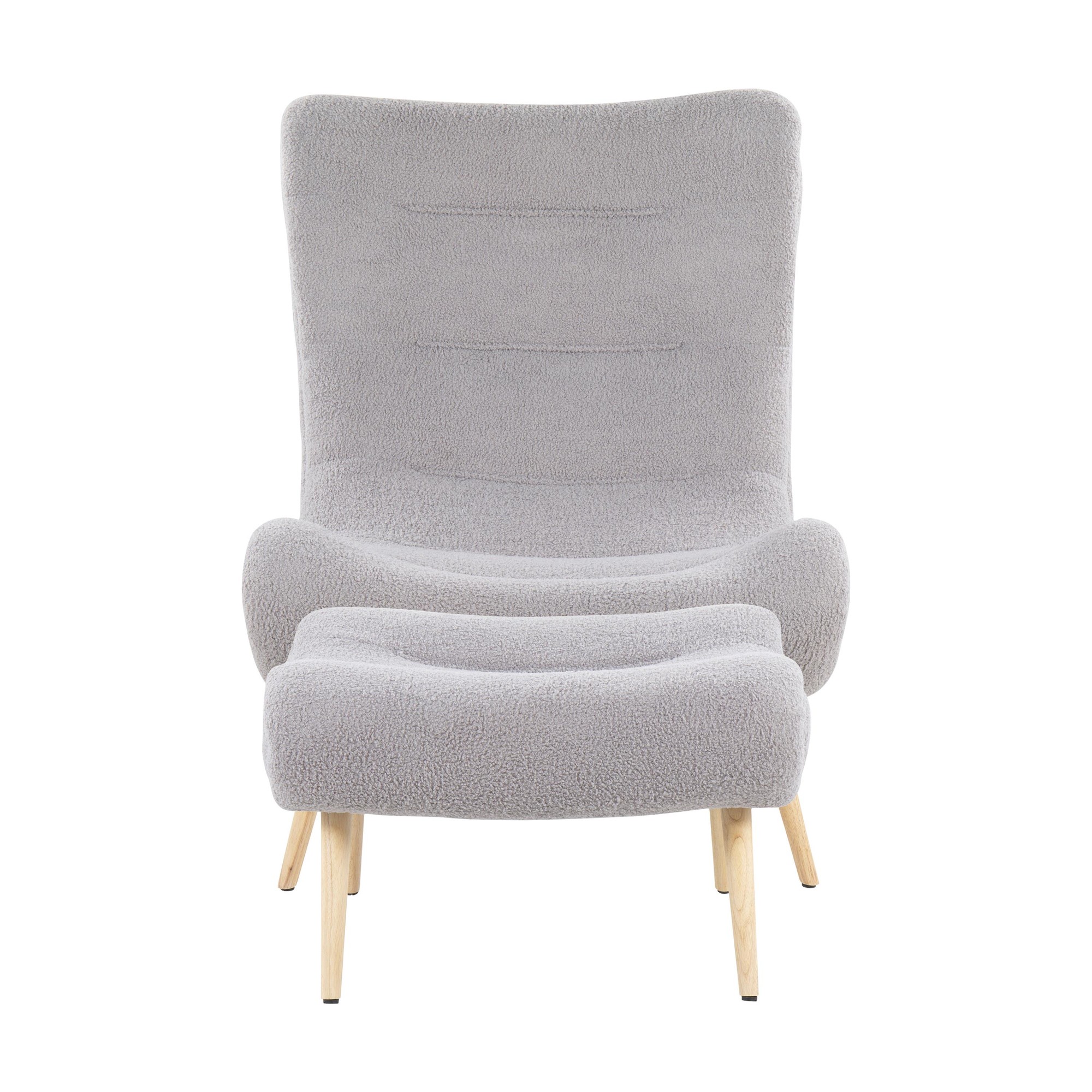Cloud Contemporary Grey Sherpa Fabric Chair with Ottoman 7 Cloud Contemporary Grey Sherpa Fabric Chair with Ottoman - Image 7