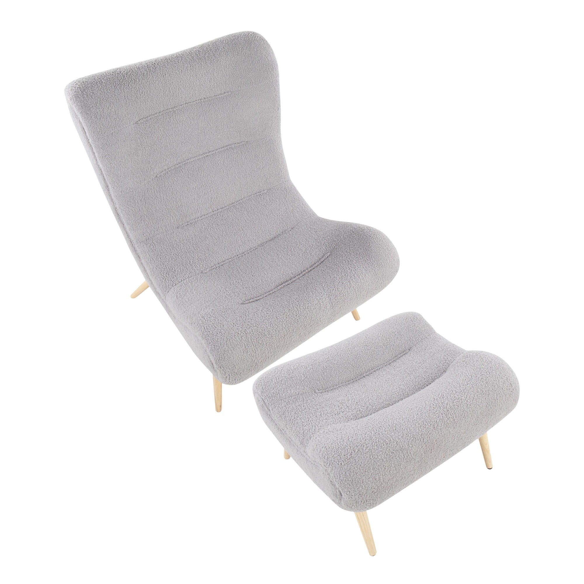 Cloud Contemporary Grey Sherpa Fabric Chair with Ottoman 8 Cloud Contemporary Grey Sherpa Fabric Chair with Ottoman - Image 8