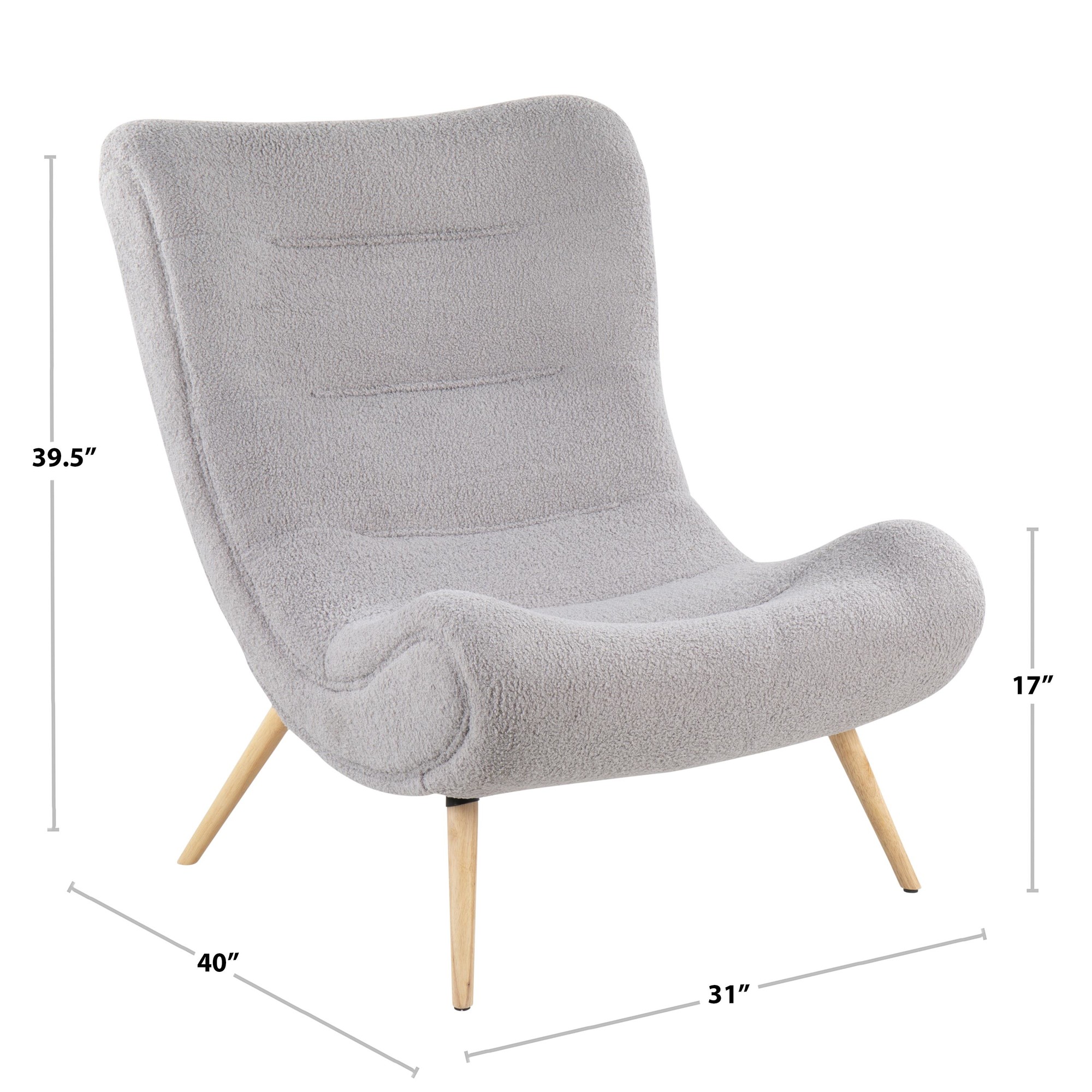 Cloud Contemporary Grey Sherpa Fabric Chair with Ottoman 9 Cloud Contemporary Grey Sherpa Fabric Chair with Ottoman - Image 9