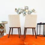 Beige Velvet Mid-Century Modern Dining Chair Solid Wood Legs (Set of 2)