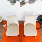 Beige Velvet Mid-Century Modern Dining Chair Solid Wood Legs (Set of 2)
