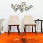 Beige Velvet Mid-Century Modern Dining Chair Solid Wood Legs (Set of 2)