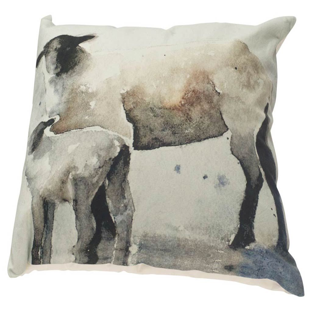 Clover 18 x 18 Gray Watercolor Lambs Decorative Pillow Cover 1 Clover 18 x 18 Gray Watercolor Lambs Decorative Pillow Cover