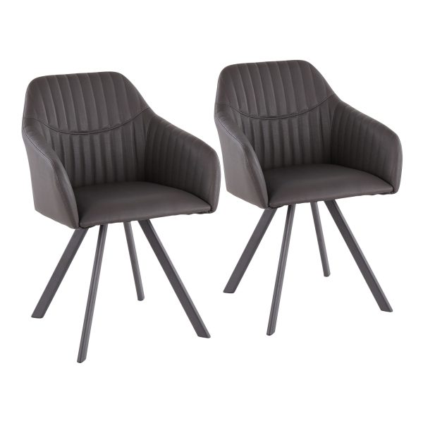 Clubhouse Contemporary Black Pleated Faux Leather Accent Chairs Set of 2 2