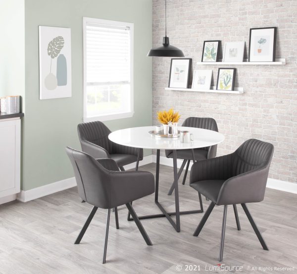 Clubhouse Contemporary Black Pleated Faux Leather Accent Chairs Set of 2