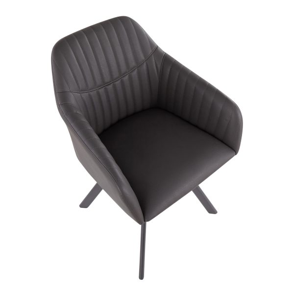 Clubhouse Contemporary Black Pleated Faux Leather Accent Chairs Set of 2 8